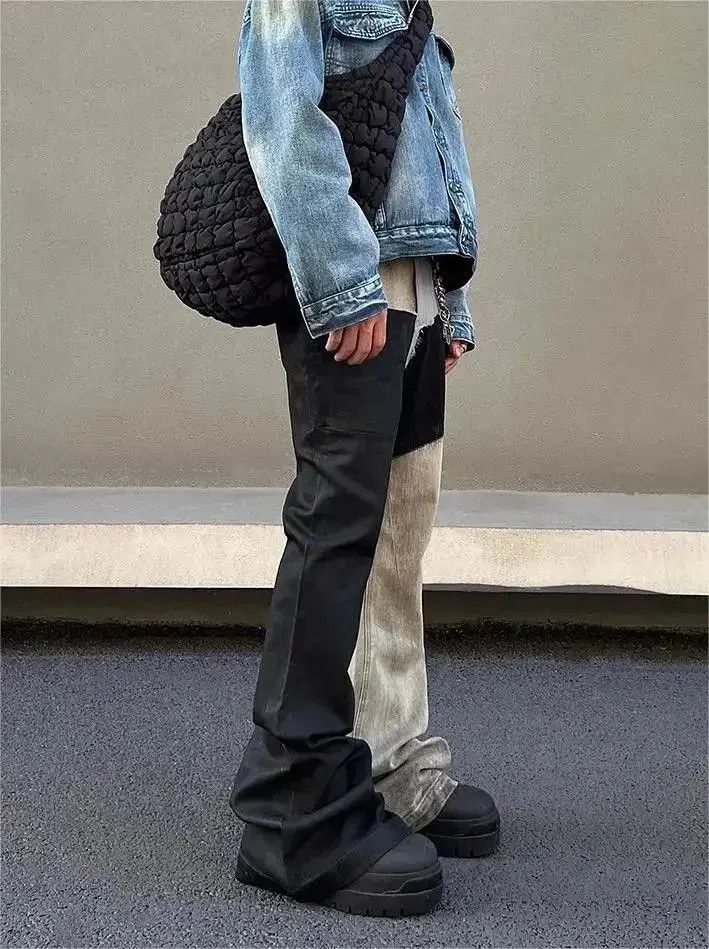 Japanese Brand Spliced straight leg micro flared jeans Size US 30 / EU 46 - 5 Thumbnail
