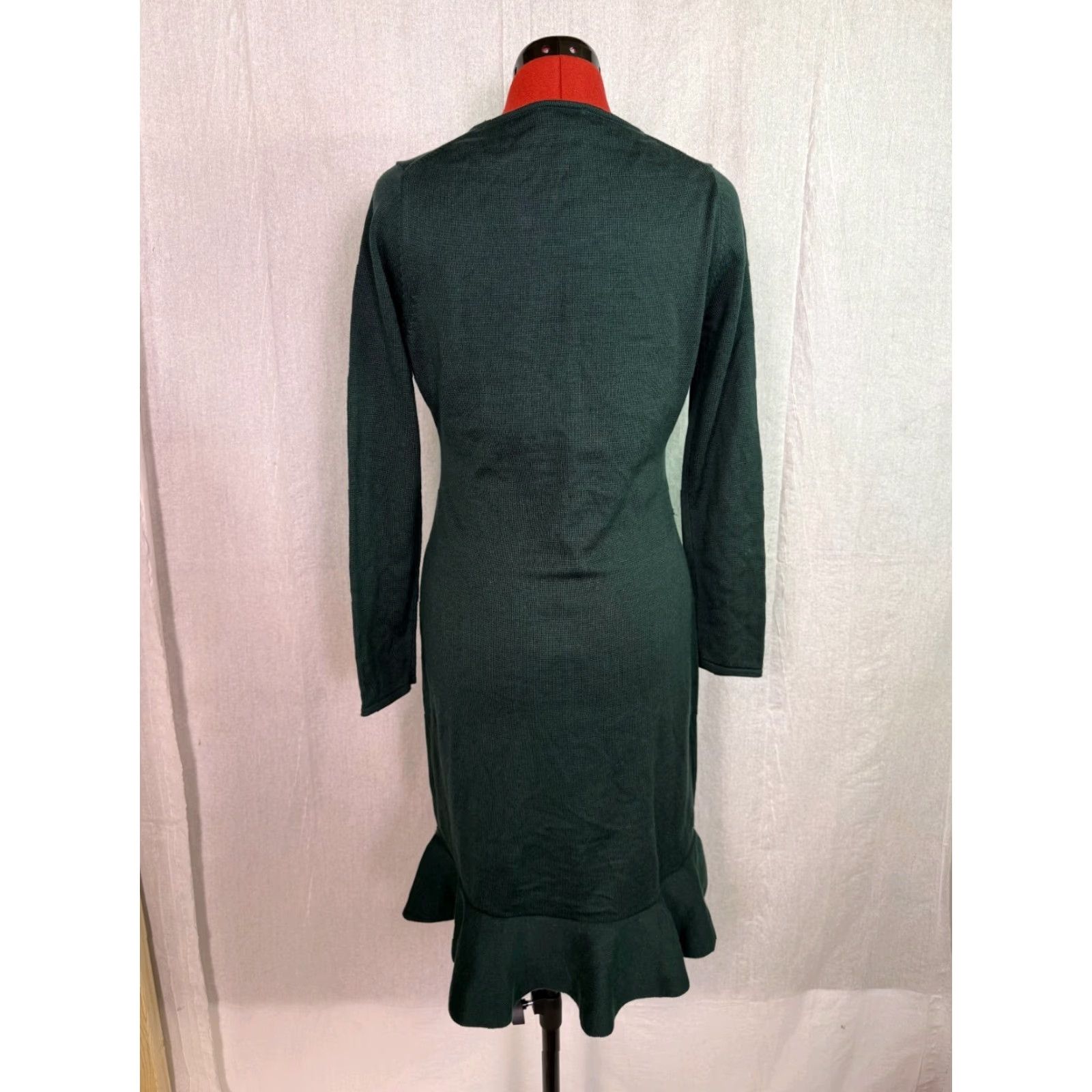 Calvin Klein Sheath Dress Green Size S Long Sleeve Crew Neck Pullover D857  Vintage No - crrs.pl