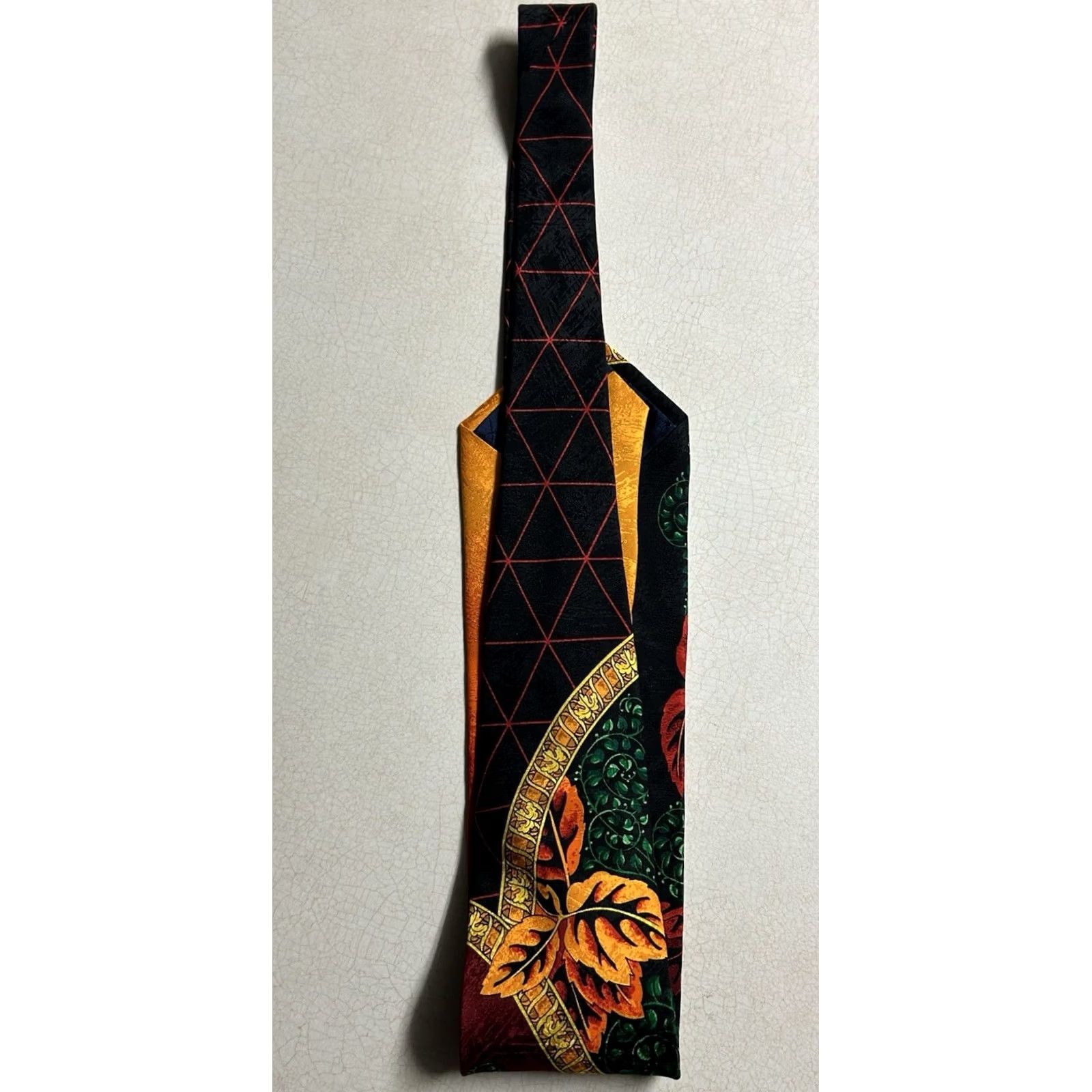 Vintage VINTAGE Rush Limbaugh No Boundaries Tropical Leaf Orange Necktie 1996 100% Silk Size ONE SIZE - 7 Thumbnail