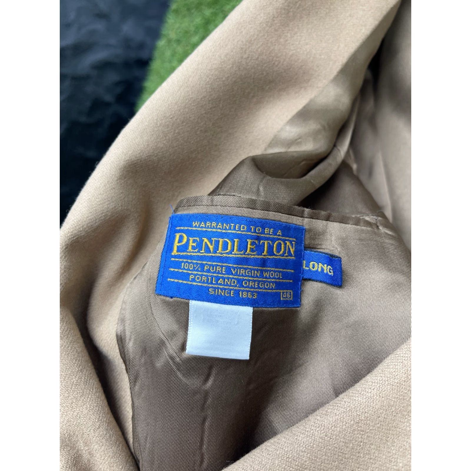 Pendleton VINTAGE Pendleton Blazer Mens 46 Long Wool Beige Sport Coat Jacket Vented Modern Size 46R - 4 Thumbnail