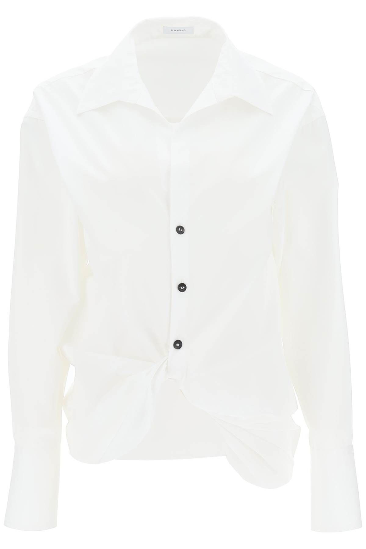 image of Salvatore Ferragamo Ferragamo Shirt With Draped Hem in White, Women's (Size Small)