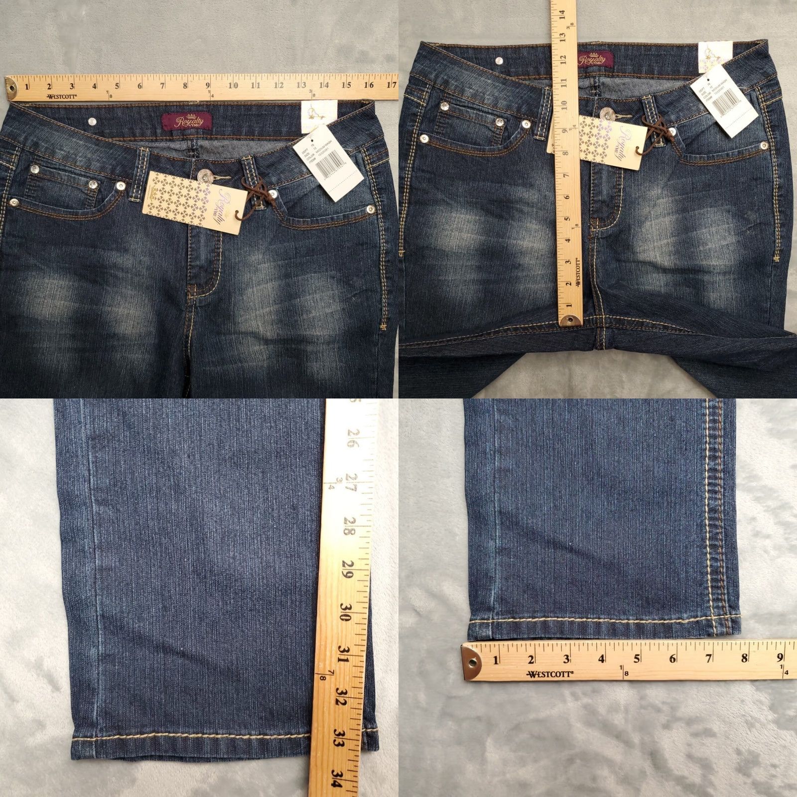 Denime Royalty Jeans Women 12 Blue Denim Slim Fit Straight Thick Stitch Stretch Western Jeans Size 34" / US 12 / IT 48 - 9 Thumbnail