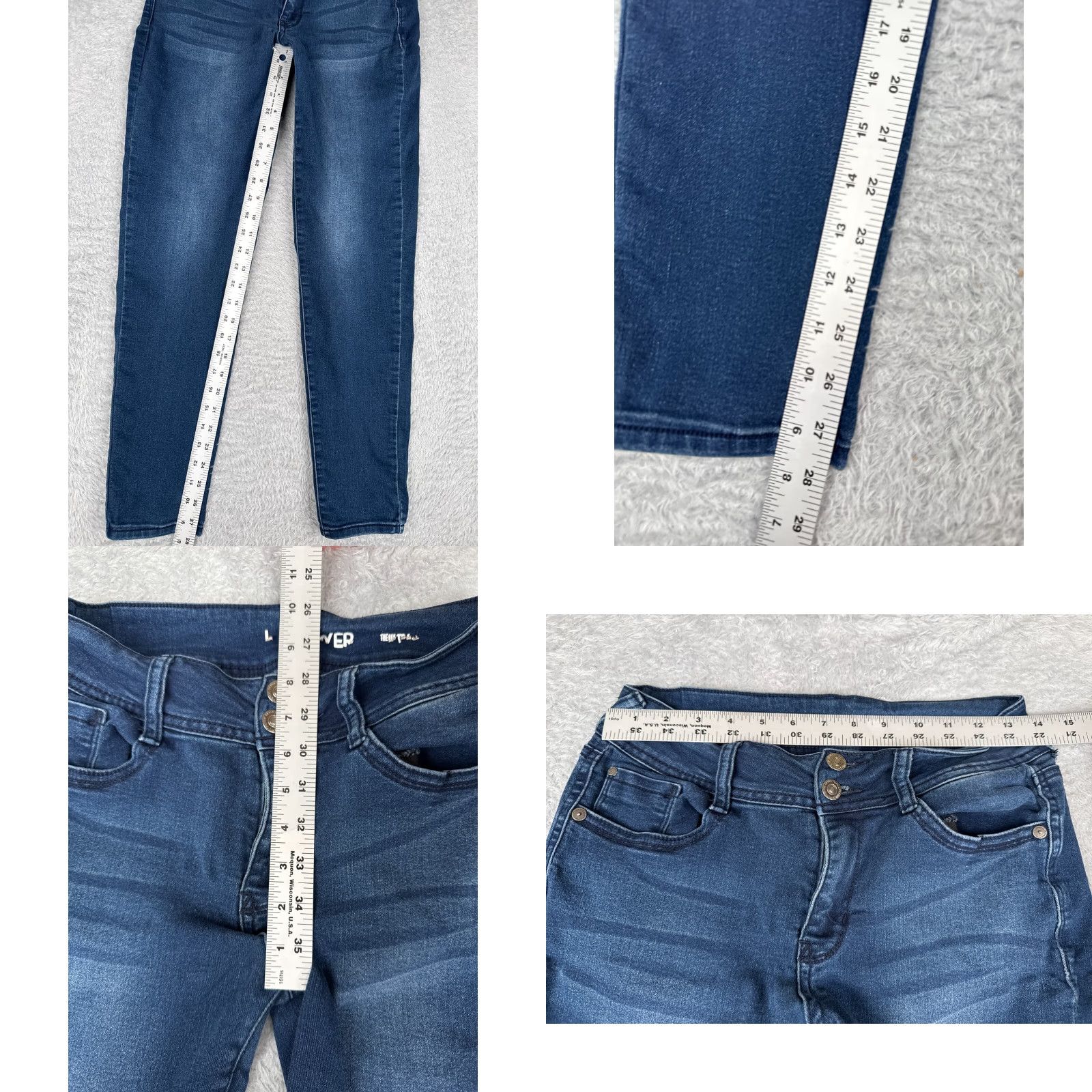Vintage Wallflower Jeans Juniors 9 Blue Denim Insta Soft Ultra Skinny Low Rise 27x28 Size 30" / US 8 / IT 44 - 8 Thumbnail