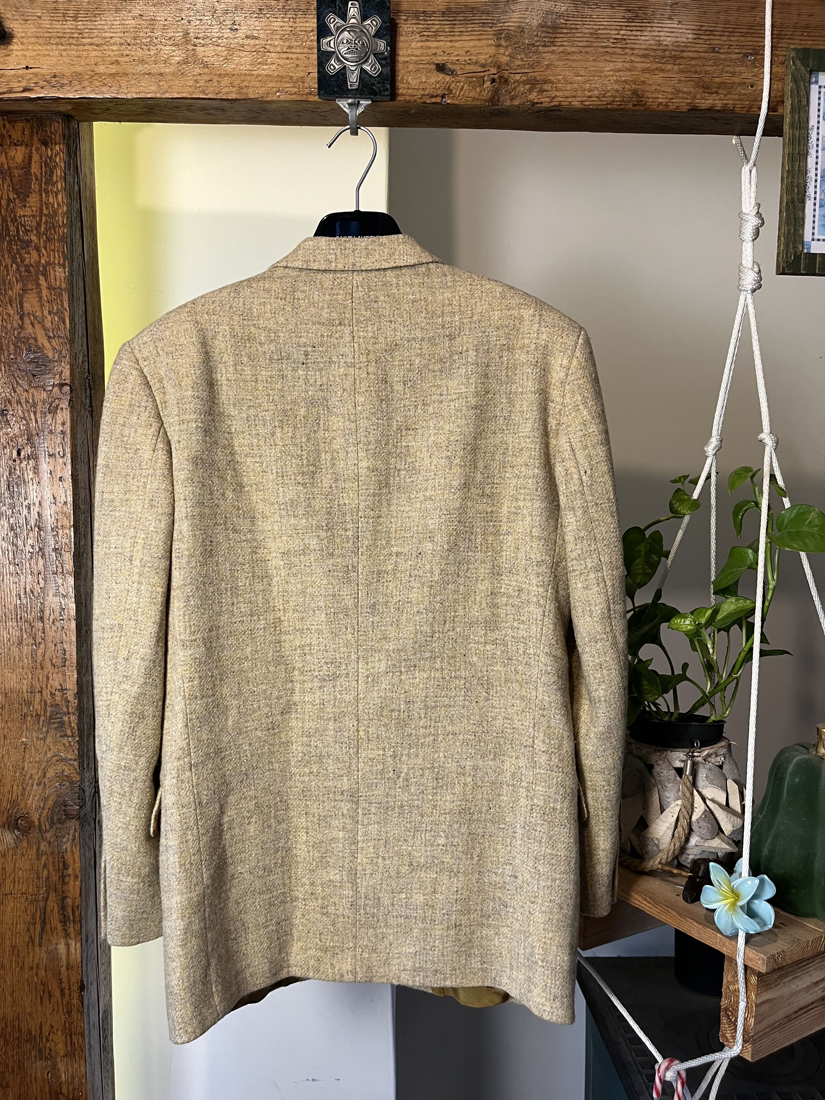 Harris Tweed × Vintage Vintage 90s Harris Tweed Sand Beige Wool Jacket Old Money Size US M / EU 48-50 / 2 - 2 Thumbnail