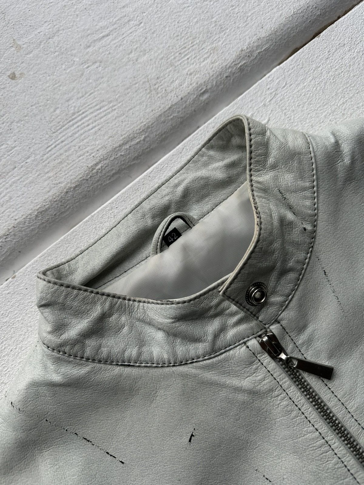 Other 🚨Y2K RICK OWENS TYPE DIRTY SLIM FIT ZIP LEATHER JACKET Size M / US 6-8 / IT 42-44 - 4 Thumbnail