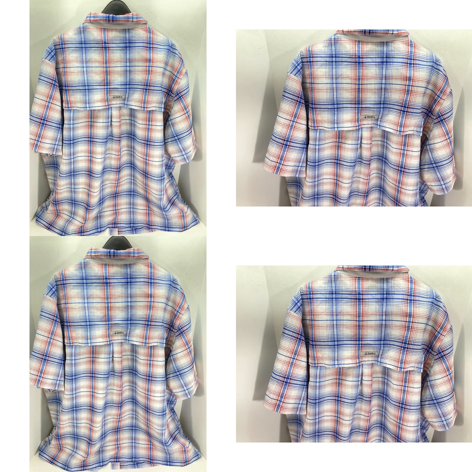 Habitat Habit Button Up Shirt Mens 3XL Blue Red Plaid Lined Hiking Fishing Solar Factor Short Sleeve Pockets Casual Travel UV Protection Outdoor Size US XXL / EU 58 / 5 - 8 Thumbnail