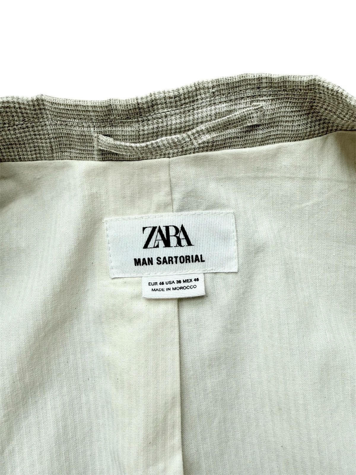 Zara Zara Man Sartorial 100% Linen Blazer, Beige - Size 36 Size 36R - 6 Thumbnail