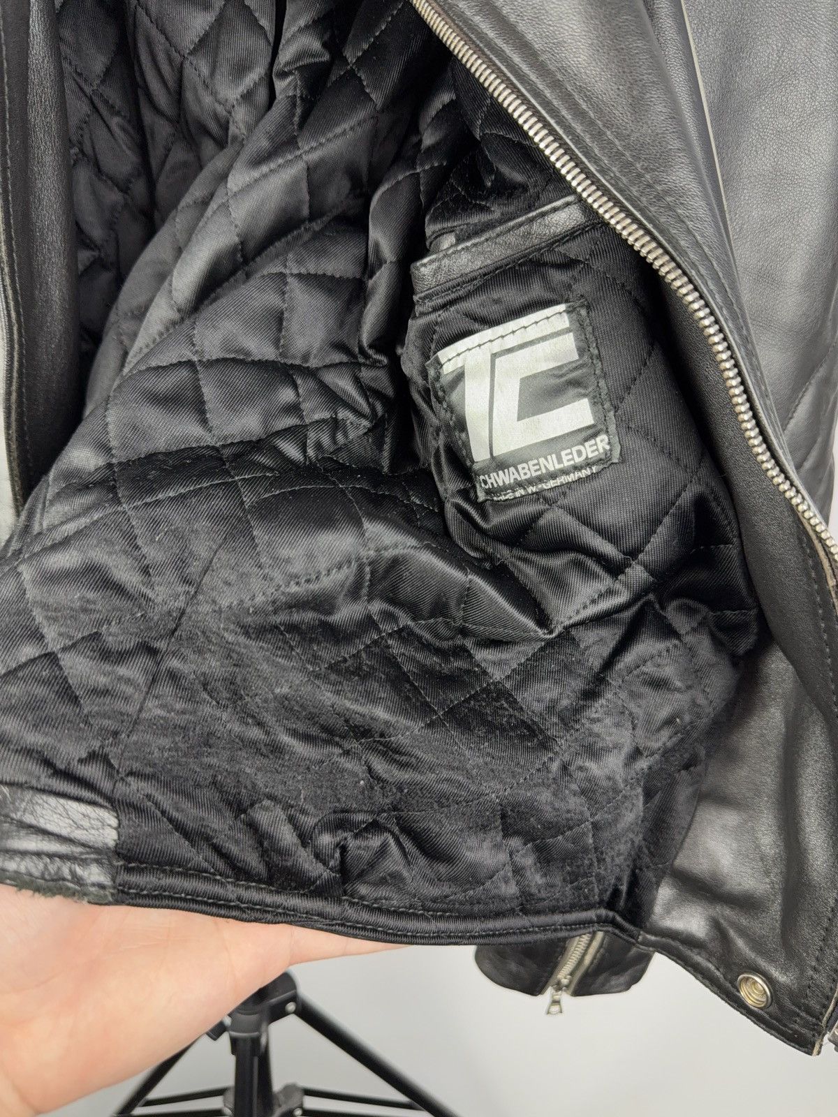 Other Vintage Schwabenleder German Biker Jacket Quilted Leather Size US L / EU 52-54 / 3 - 16 Thumbnail
