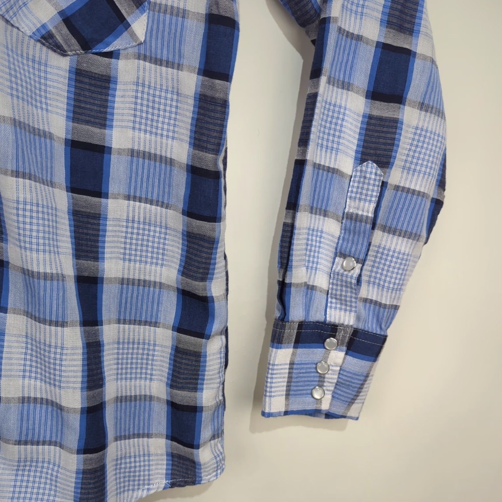 Roper Roper Shirt Pearl Snap Blue White Plaid Button-Up Collared Mens Medium Western Cowboy Casual & Business Wearable Shirt Size US M / EU 48-50 / 2 - 7 Thumbnail
