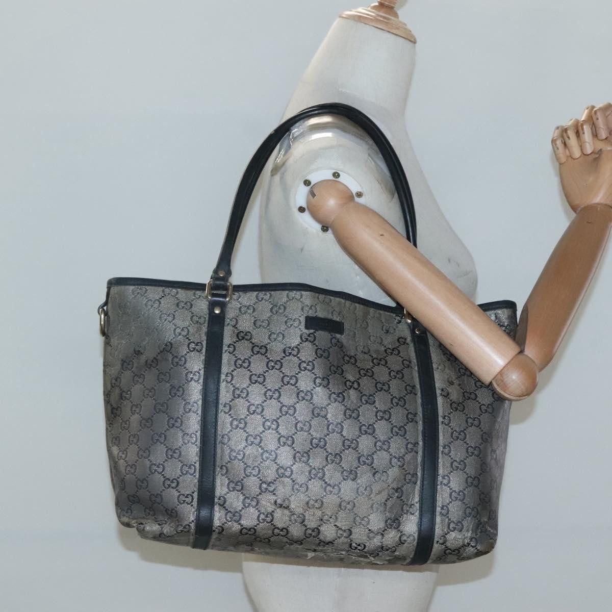 Gucci GUCCI GG Crystal Tote Bag Coated Canvas Navy Gold Size ONE SIZE - 20 Thumbnail