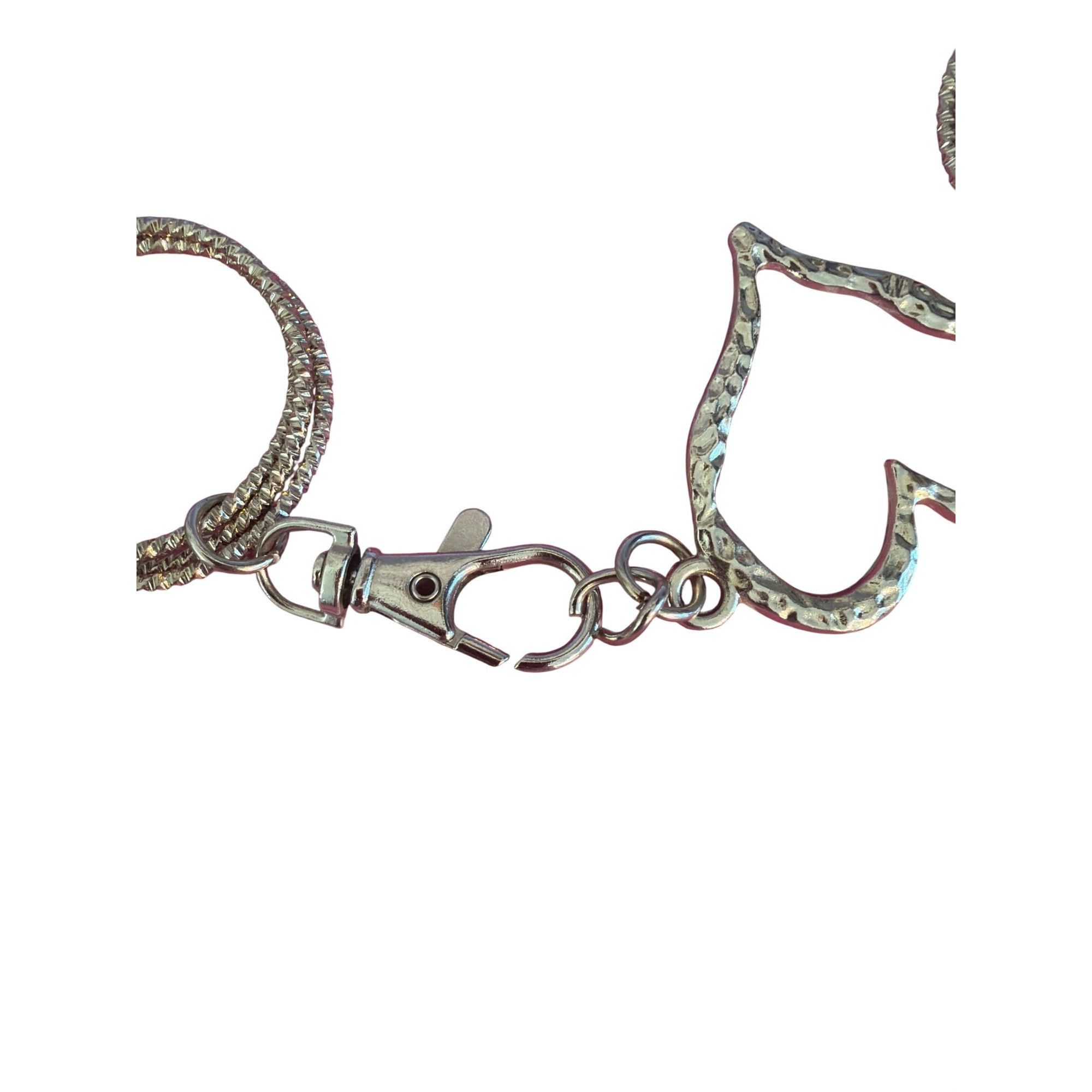 Other Silver Tone Chain Belt Necklace Hammered Heart Textured Circ Size ONE SIZE - 4 Thumbnail