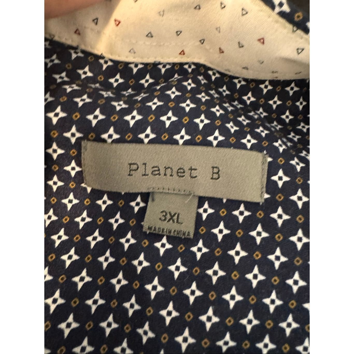 Free Planet Planet B Men’s Short Sleeve Button Up Shirt Blue Geometric P Size US XXL / EU 58 / 5 - 3 Thumbnail