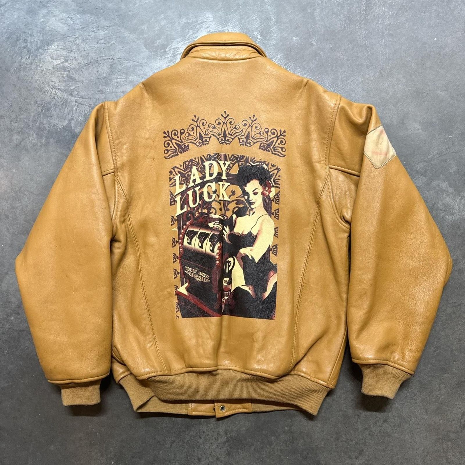 Vintage Vintage Casino LadyLuck PinUp Girl Hiphop Rap Leather Jacket Size US M / EU 48-50 / 2 - 6 Thumbnail