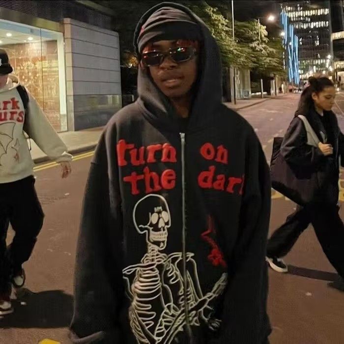 Japanese Brand Y2k Skeleton Streetwear Hoodie, Y2k Clothing Size US L / EU 52-54 / 3 - 2 Thumbnail