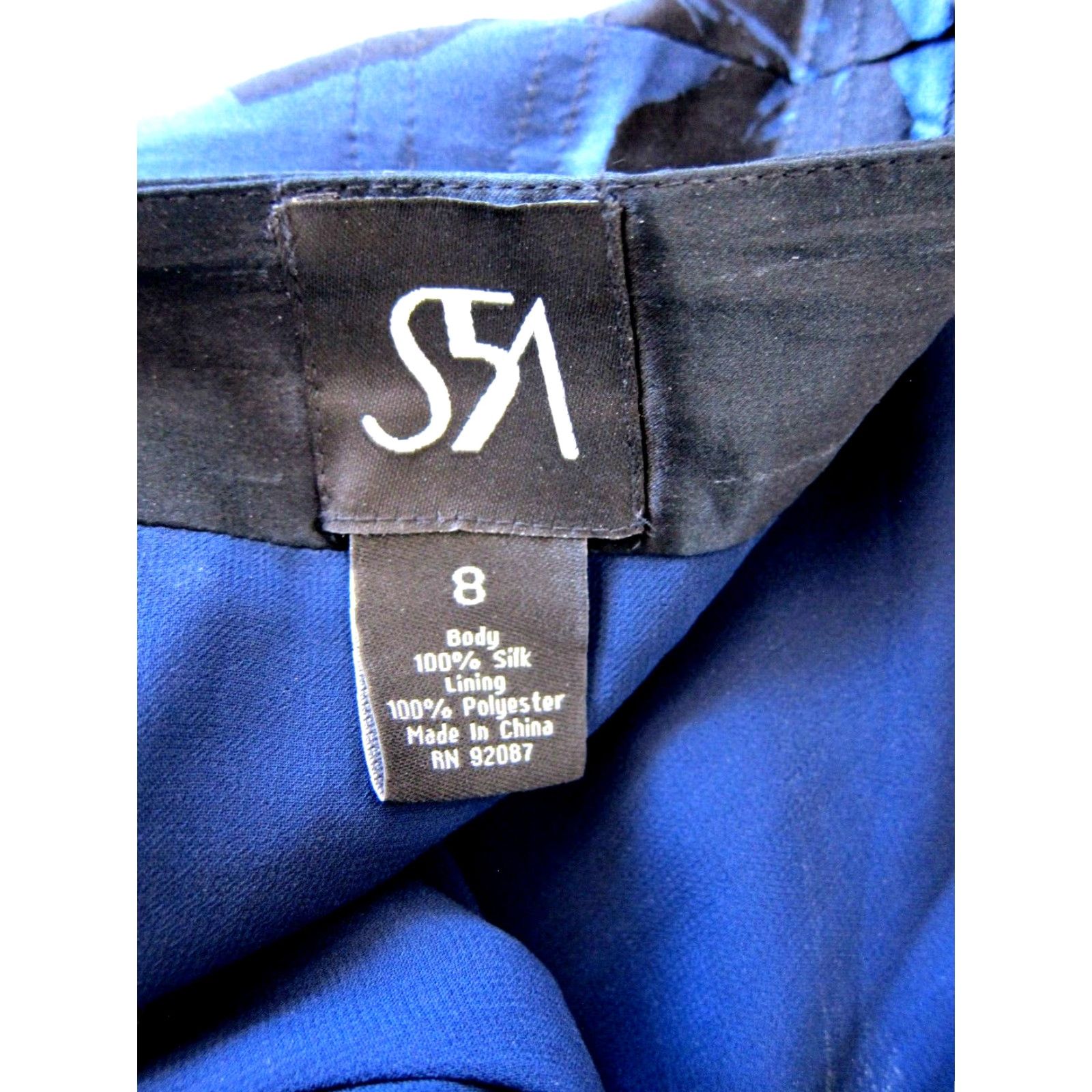 Vintage S5A 100% Silk Black Blue Floral Rose A-Line Pleated Skirt Women Size 8 Size 30" / US 8 / IT 44 - 3 Thumbnail