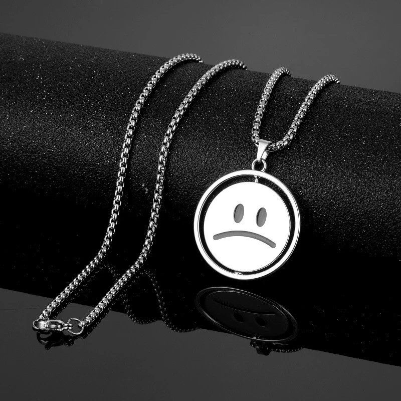 Jewelry Two Side Smile Sad Face Necklace Size ONE SIZE - 5 Thumbnail