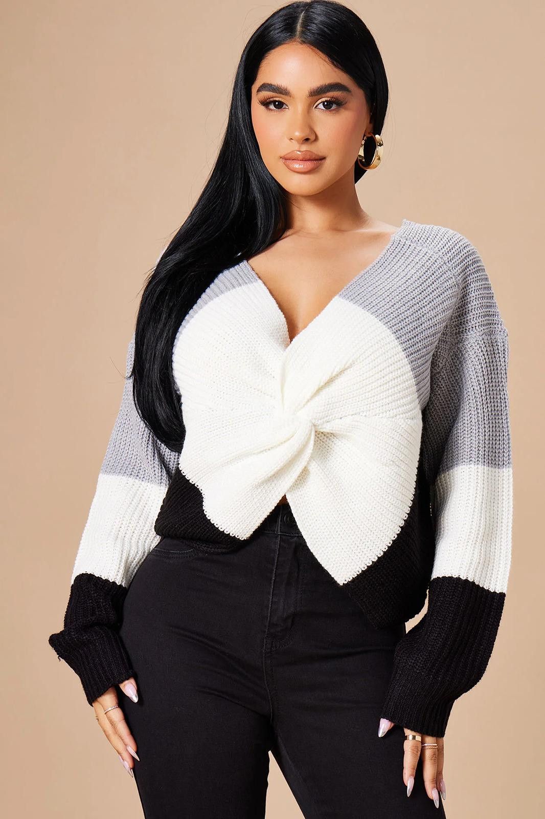 Fashion Nova Just A Little Twisted Sweater - Black Size M / US 6-8 / IT 42-44 - 2 Thumbnail