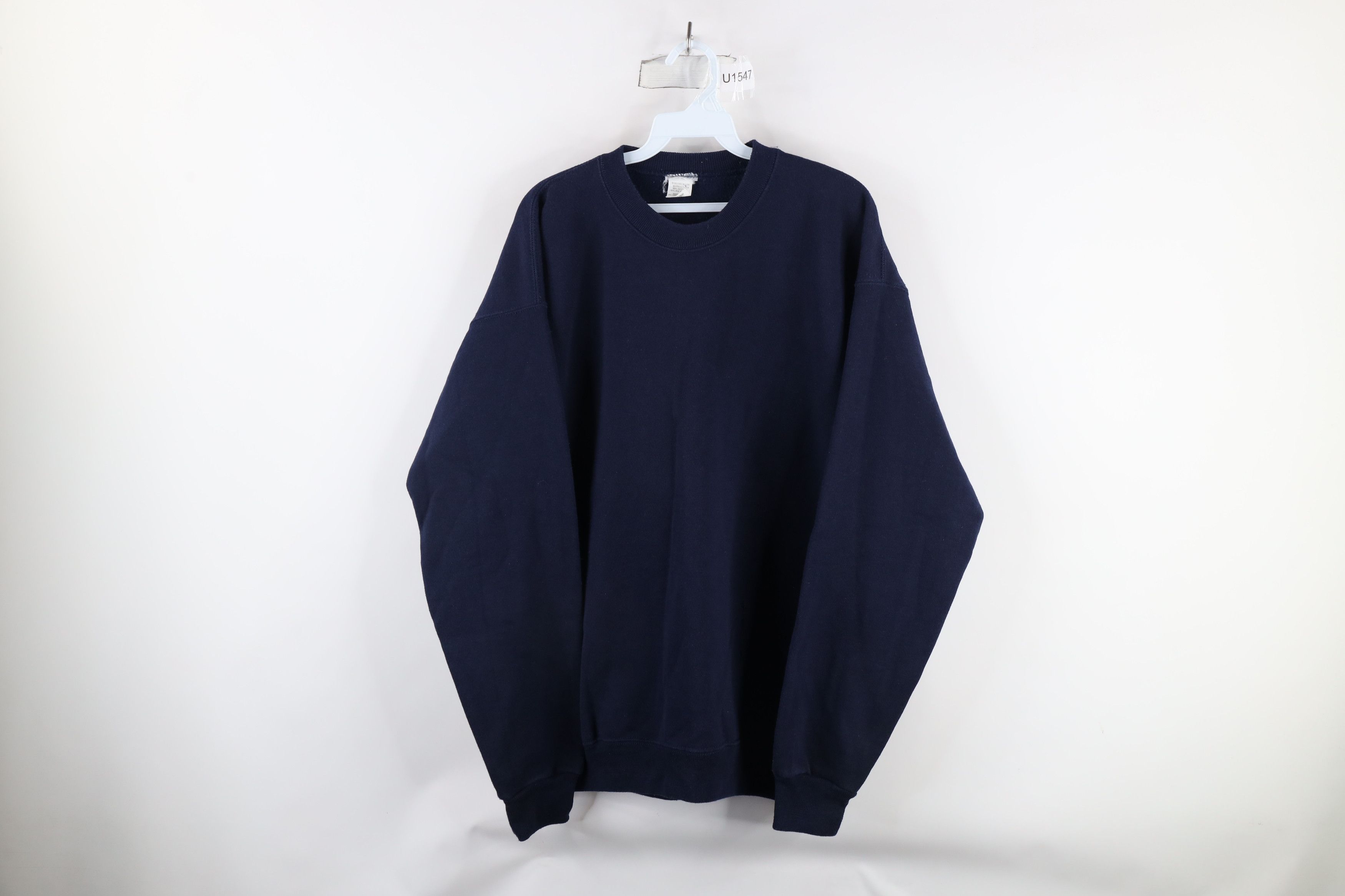 Vintage Vintage 90s Streetwear Blank Heavyweight Sweatshirt Blue USA Size US XL / EU 56 / 4 - 1 Thumbnail