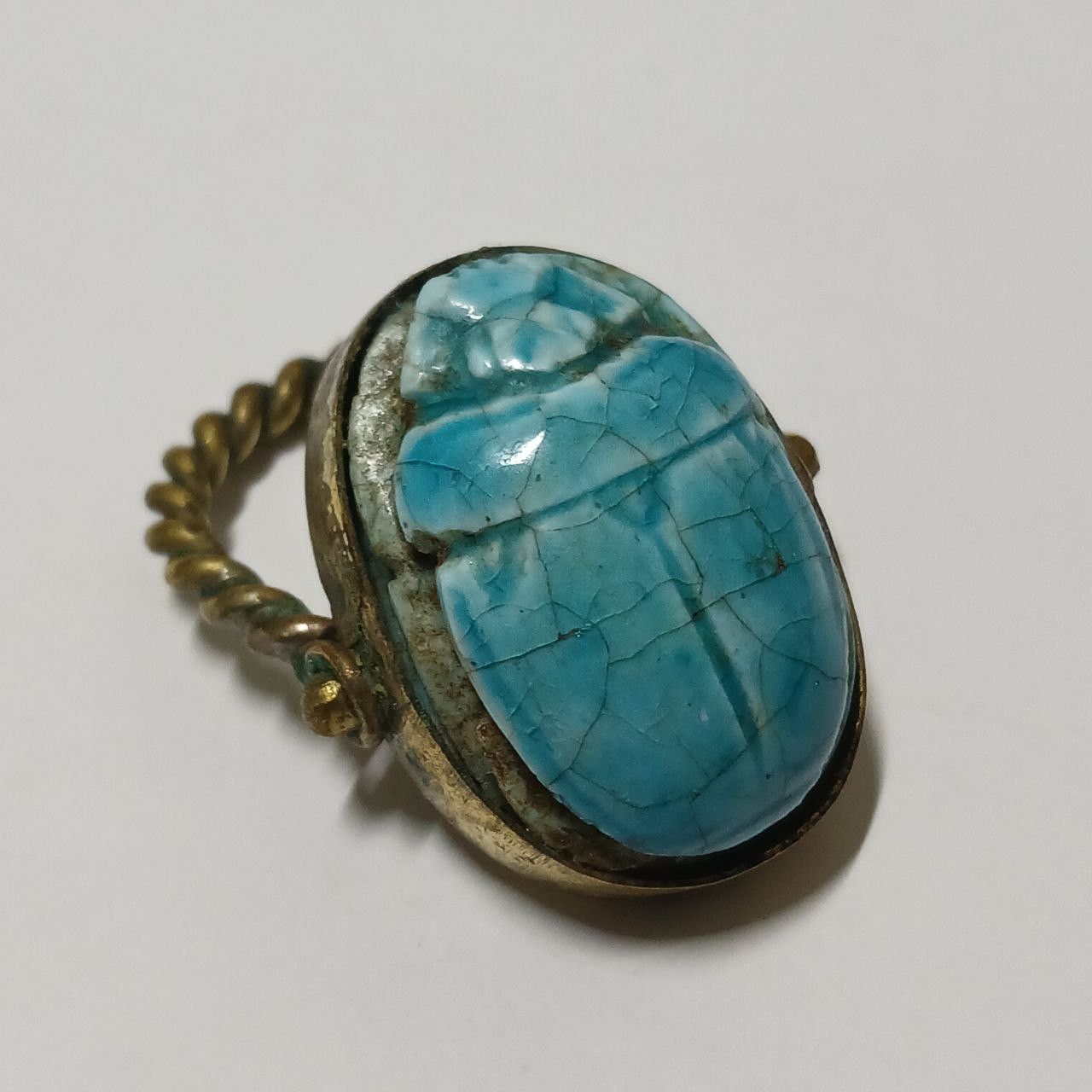 Other Vintage brass scarab ring with turquoise Egyptian piece Size ONE SIZE - 1 Thumbnail