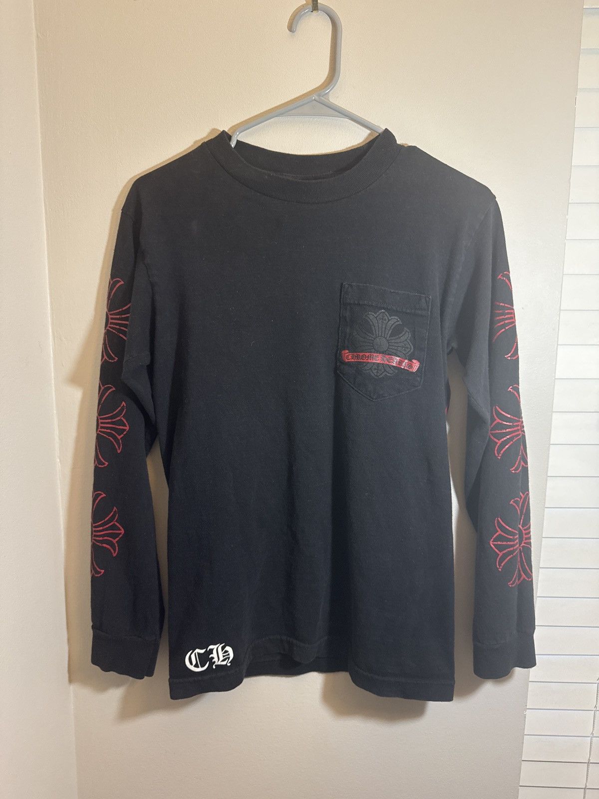 Chrome Hearts Red Black long sleeve with Horse Shoe