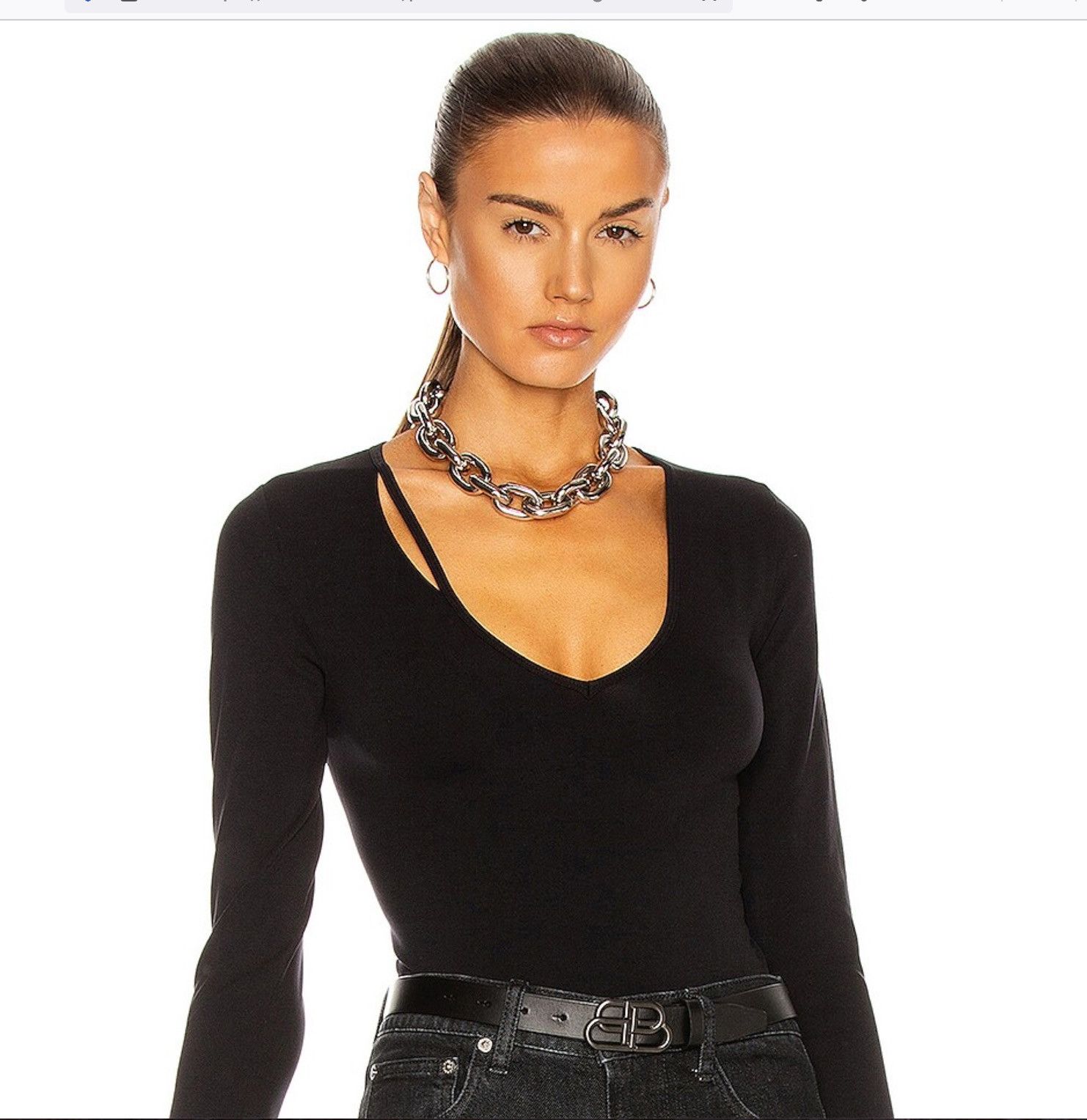Helmut Lang Helmut Lang Slash V Neck Black Top seamless. Size M/L Size M / US 6-8 / IT 42-44 - 3 Thumbnail