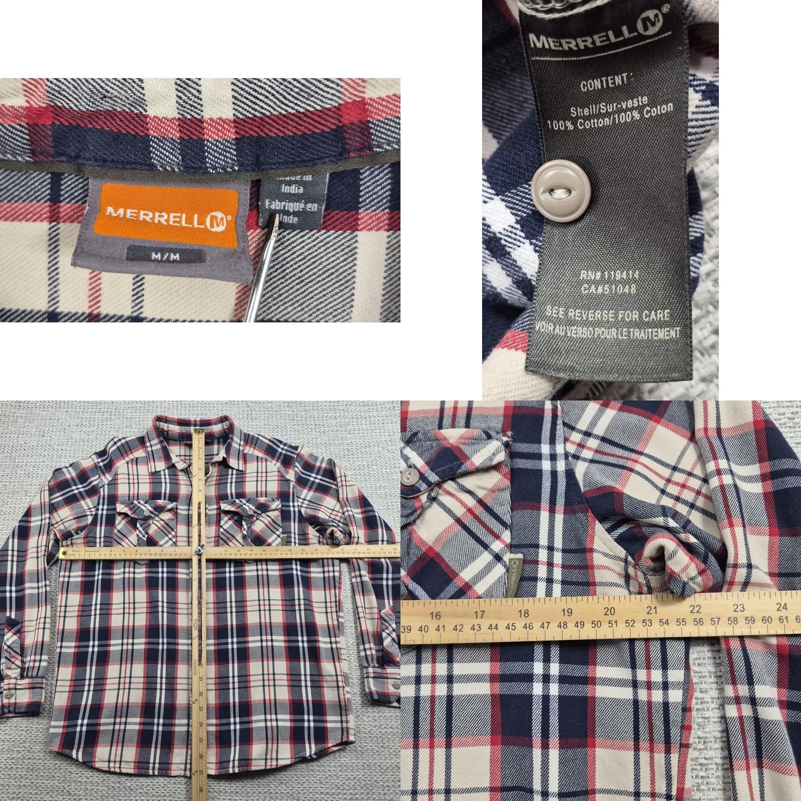 Merrell Merrell Button Up Flannel Shirt Mens M Plaid Long Sleeve Multicolor Patrotic USA Western 90s California Outdoor Patriotic Shirt Size US M / EU 48-50 / 2 - 8 Thumbnail