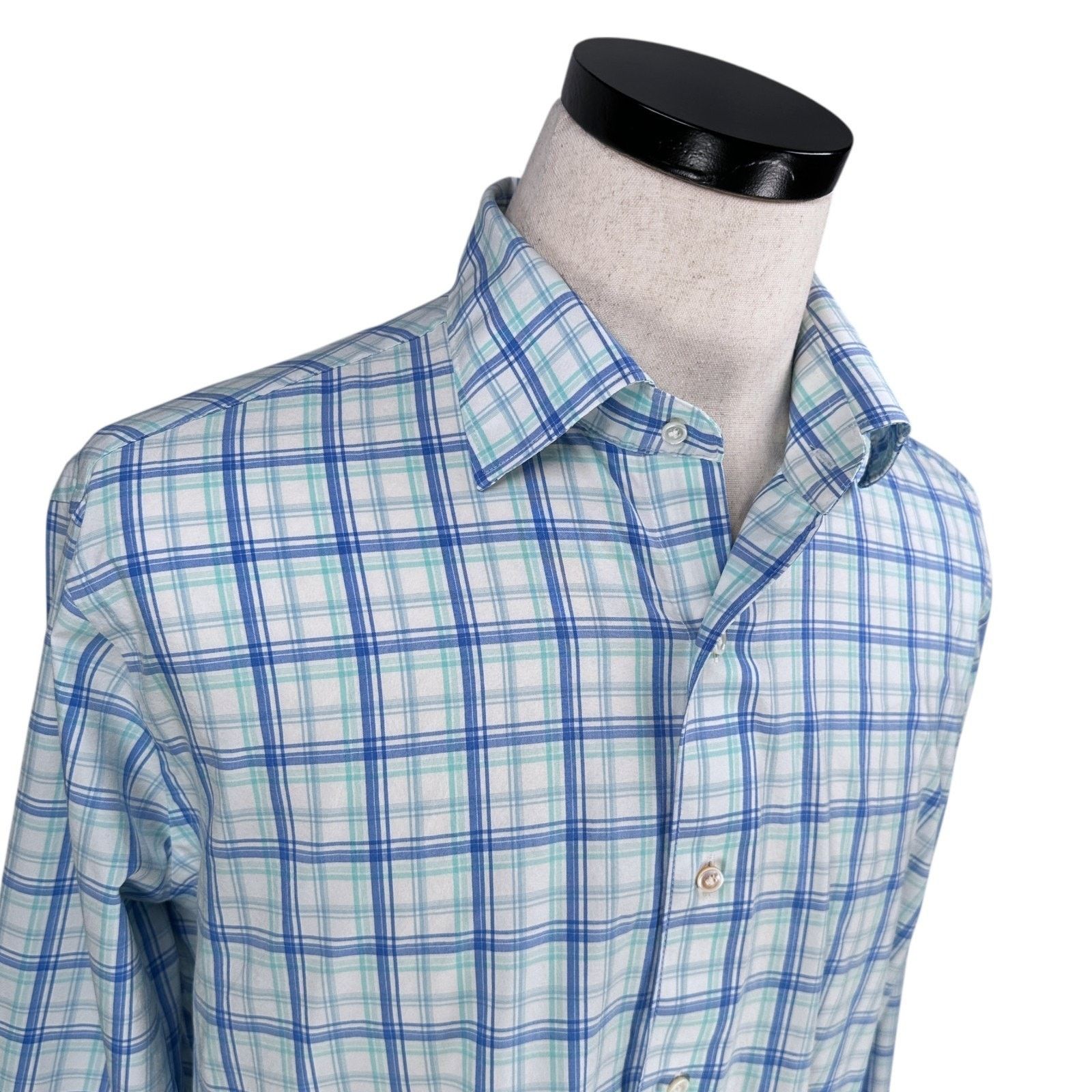 Peter Millar Peter Millar Crown Shirt Men's Large Blue Plaid Button-Up Size US L / EU 52-54 / 3 - 2 Thumbnail