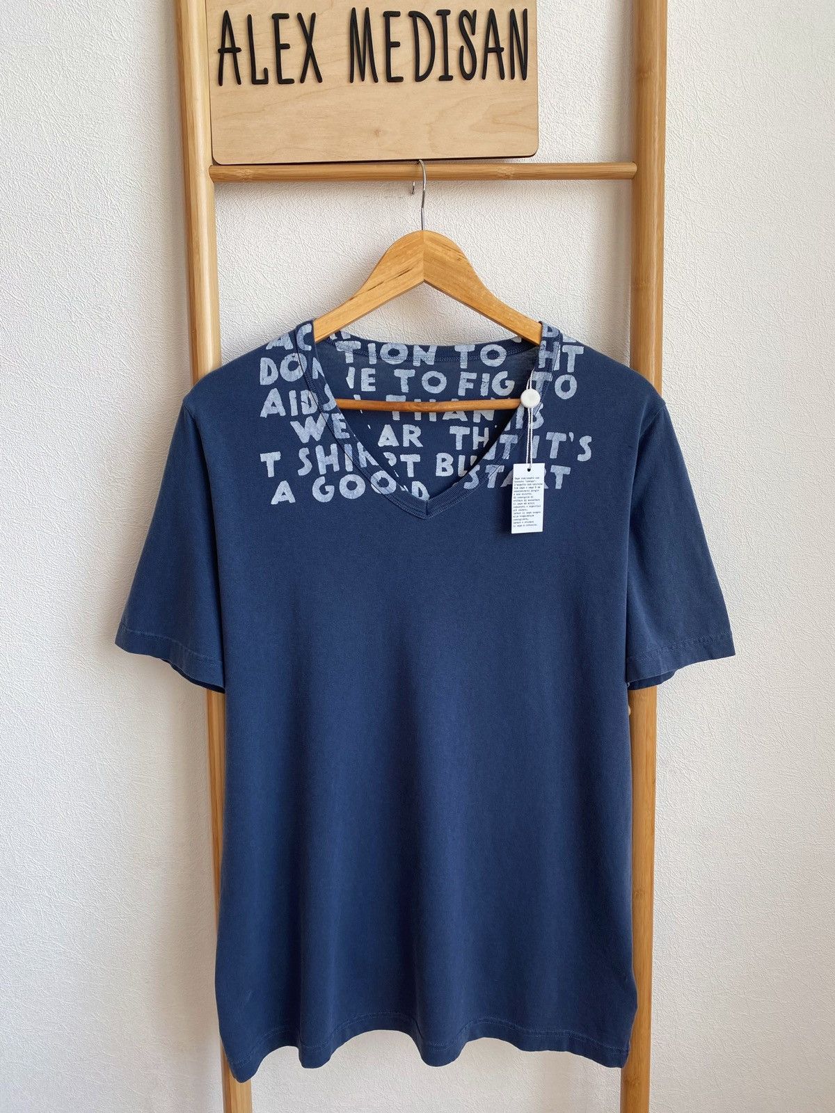 Maison Margiela A/W 13 Iconic “AIDS” Awareness V-Neck T-Shirt