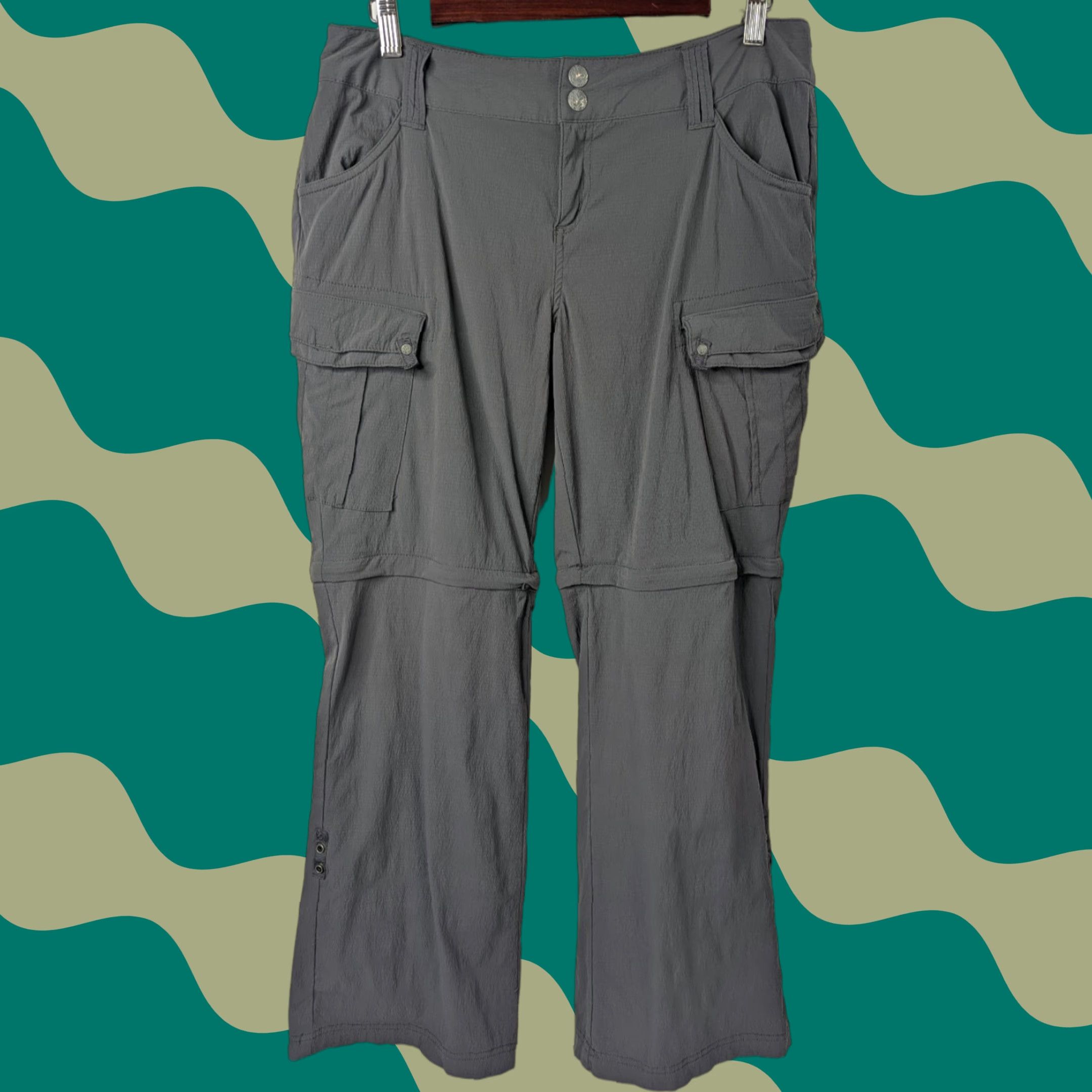 Prana PrAna Women's Pants Gray Convertible Cargo Hiking Regular 10 Roll Up Quick Dry Nylon Spandex Size 32" / US 10 / IT 46 - 1 Thumbnail