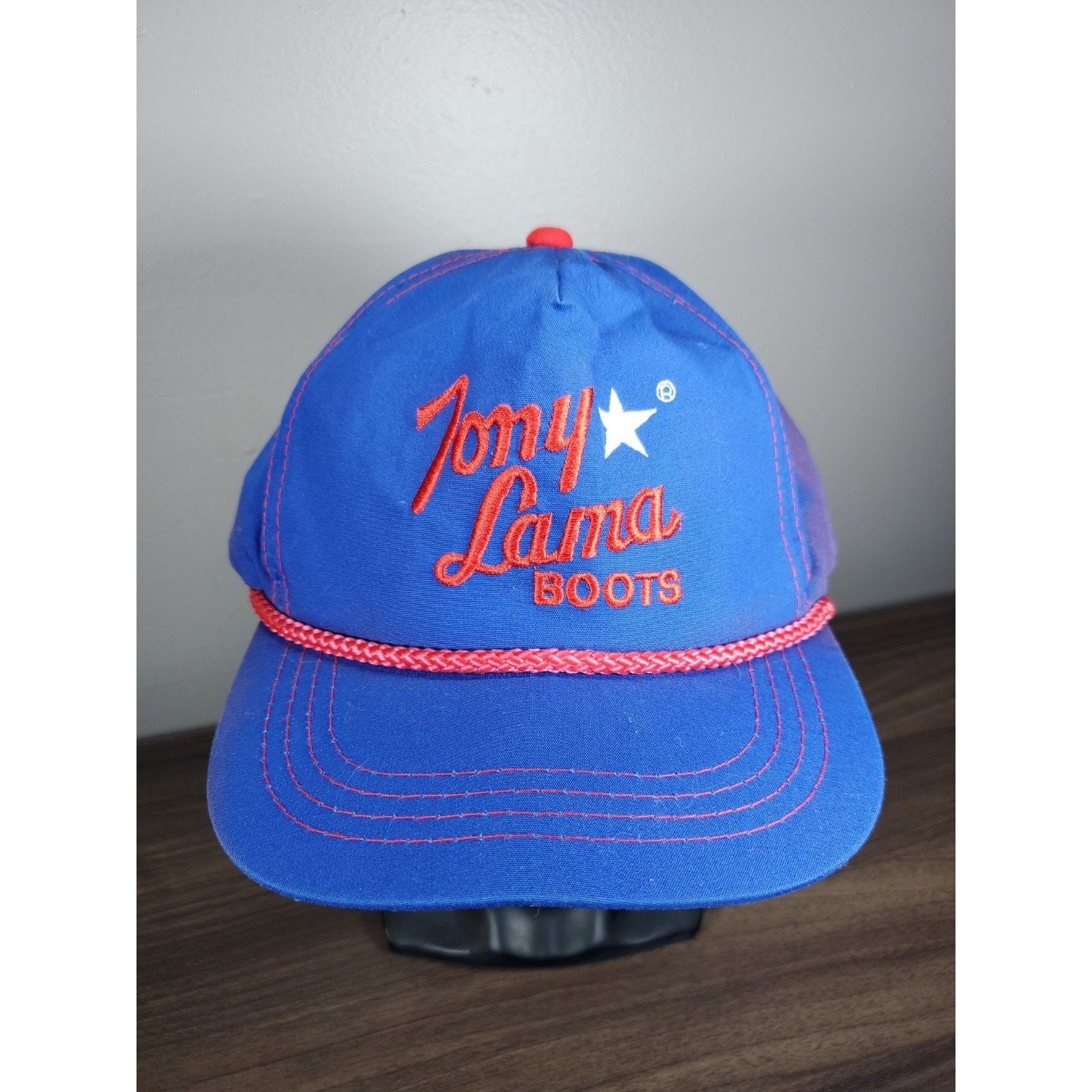 Tony Lama × Vintage Tony Lama Boots Snapback Hat Blue Cap Red Rope Green Bill Size ONE SIZE - 3 Thumbnail