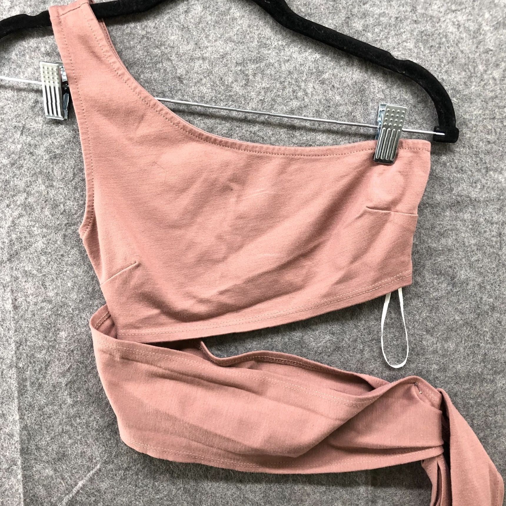 Urban Outfitters Urban Outfitters Crop Top Womens XS One Shoulder Side Tie Blush Pink Cropped T-Shirt Slim Knit Solid Size XS / US 0-2 / IT 36-38 - 3 Thumbnail