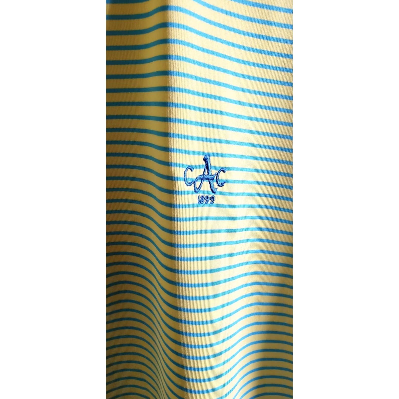 Vintage Donald Ross Mens L Polo Golf Short Sleeve Shirt Neon Yellow with Blue Stripes Size US L / EU 52-54 / 3 - 5 Thumbnail