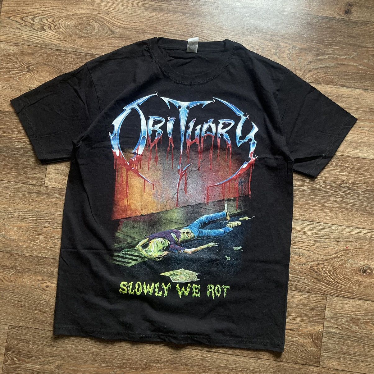 Obituary Slowly we rot band t-shirt punk Y2K style
