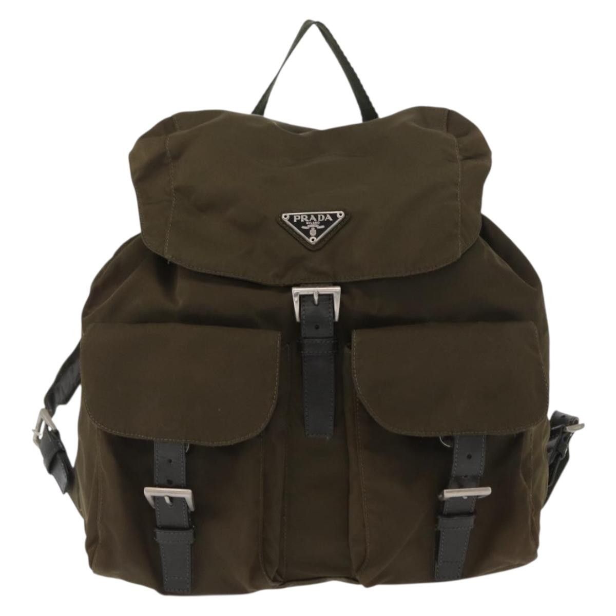 Prada PRADA Backpack Nylon Khaki Silver Auth 168394 - Jerrillo Size ONE SIZE - 2 Thumbnail