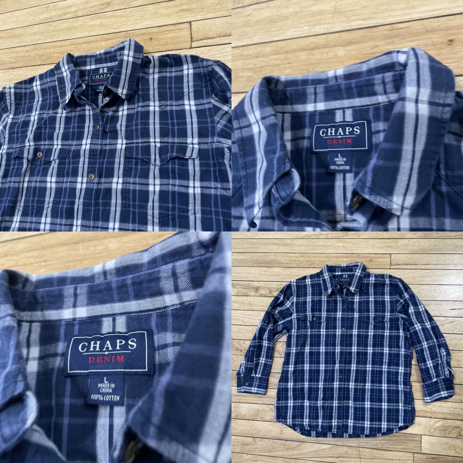 Chaps CHAPS Denim Cotton Shirt Women L Blue Plaid Button-Up Long Sleeve Western Size L / US 10 / IT 46 - 9 Thumbnail