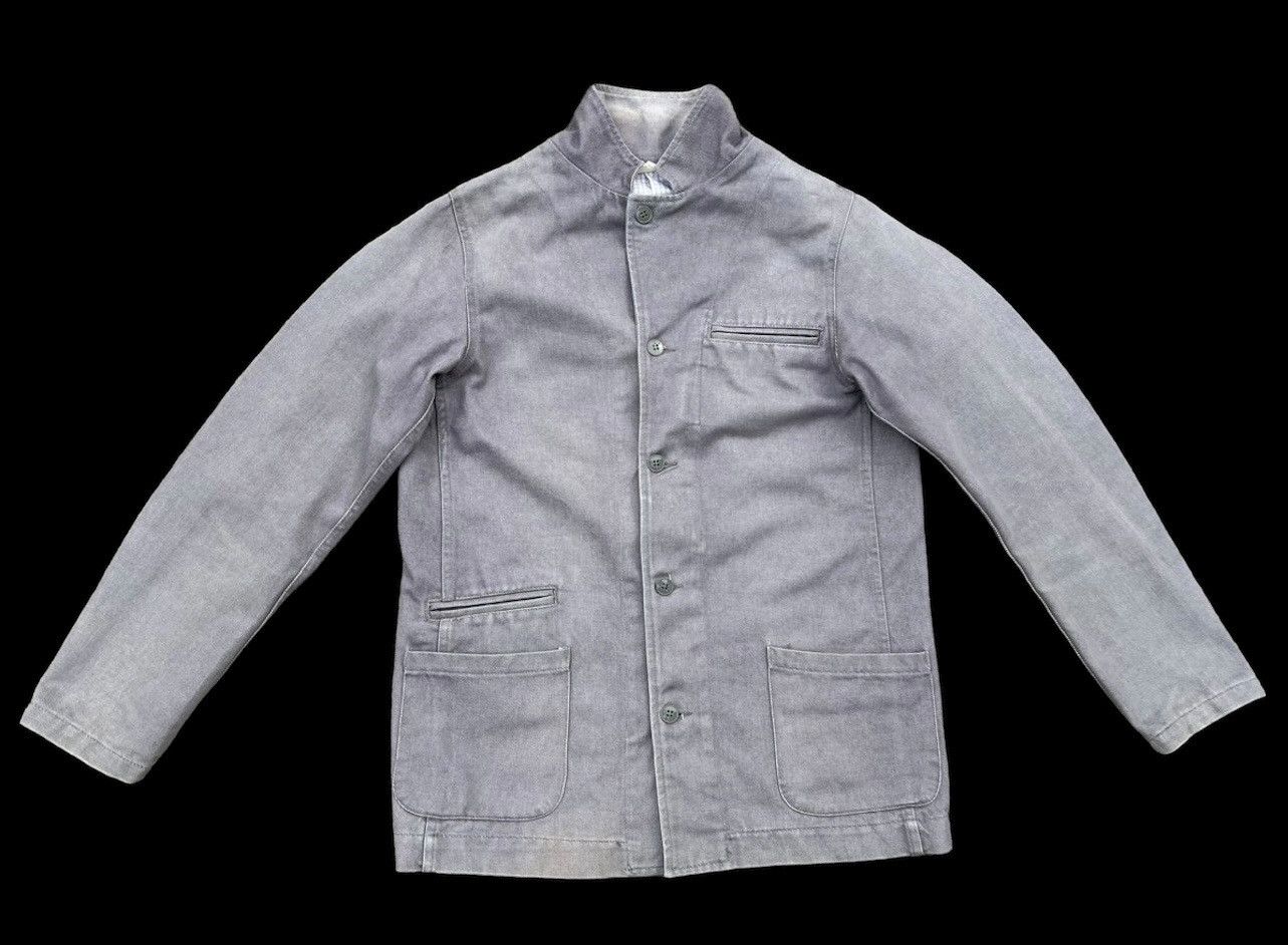 image of Danton France Sun Fade Grey Nehru Collar Work Jacket, Men's (Size Medium)