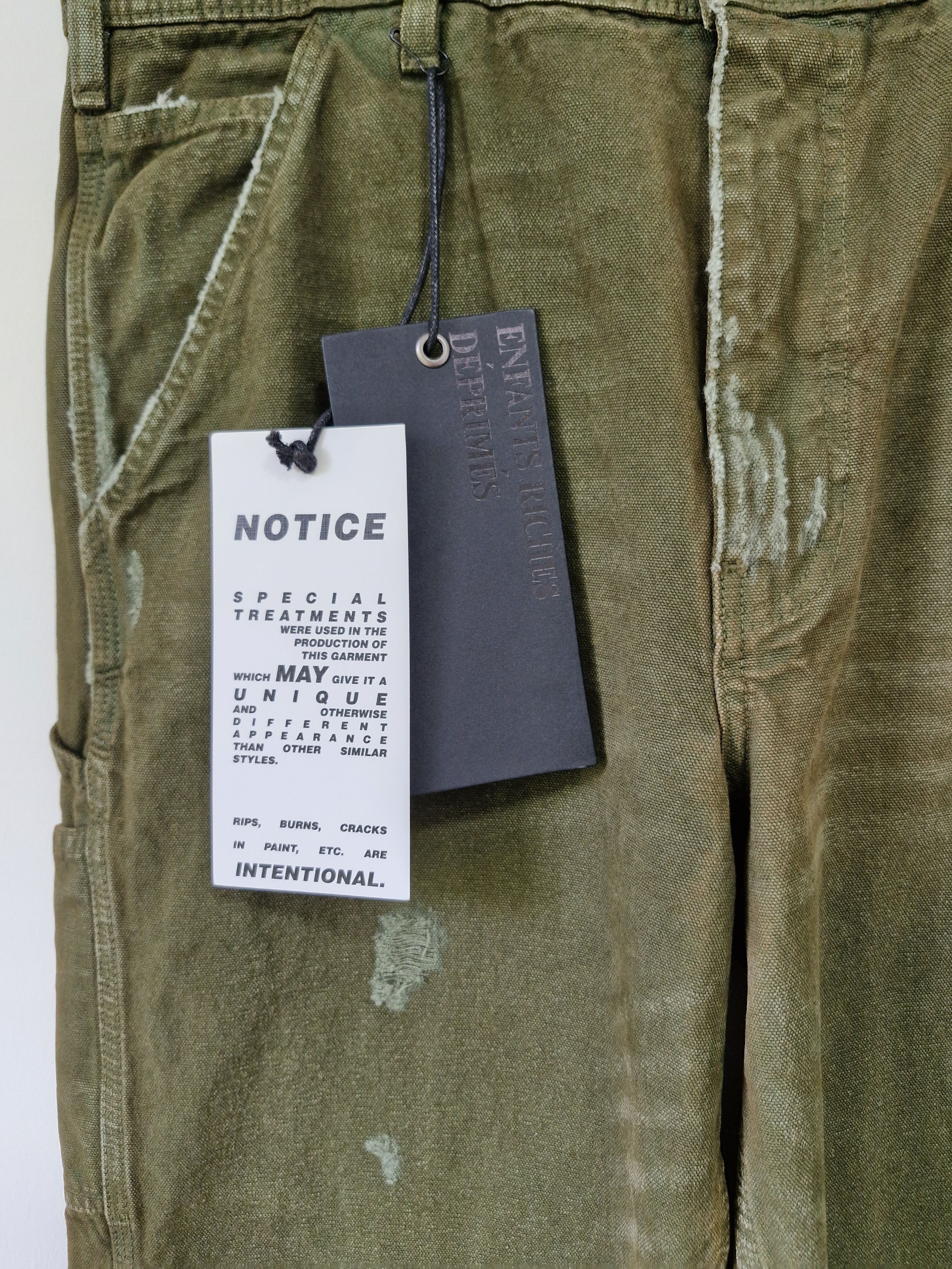 Enfants Riches Deprimes SS24 Acid Green Destroyed Canvas Carpenter Pants Size US 32 / EU 48 - 4 Thumbnail