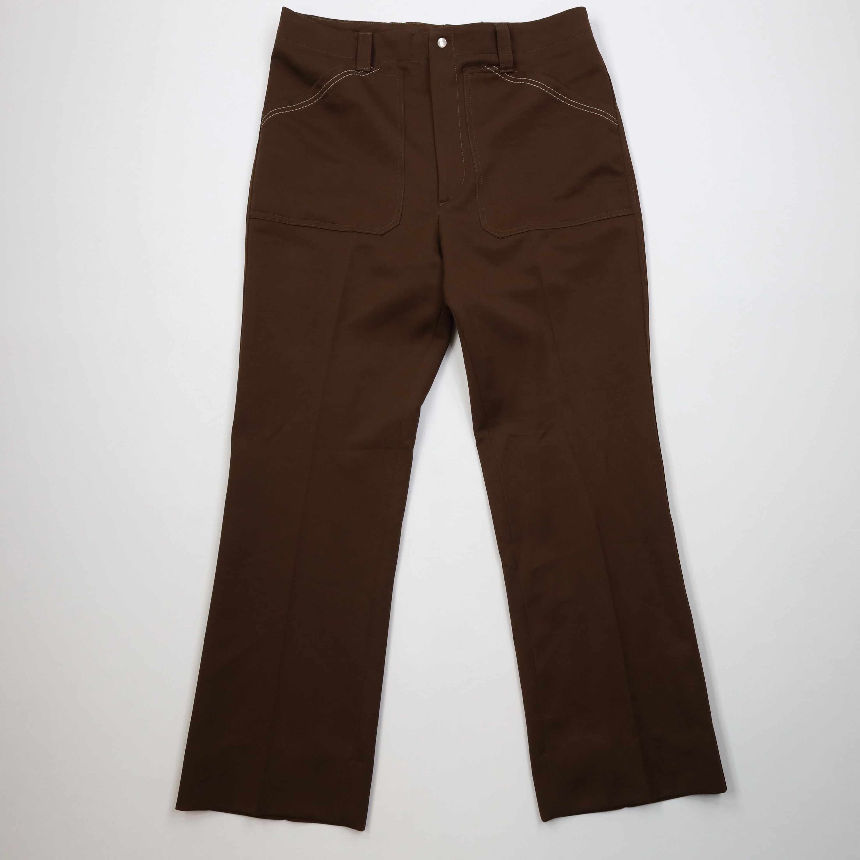 Vintage Vintage 70s Streetwear Flared Wide Leg Chino Pants USA Brown Size US 34 / EU 50 - 1 Thumbnail