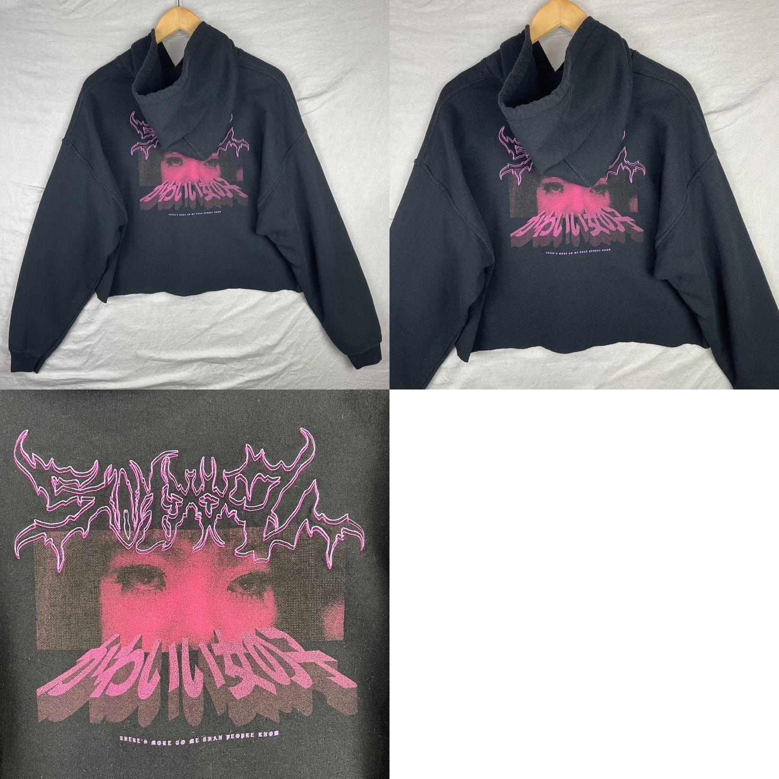 Vintage SWIXXZ Hoodie Womens XL Black Maggie Lindemann Sweatshirt Cropped Pullover Size XL / US 12-14 / IT 48-50 - 9 Thumbnail
