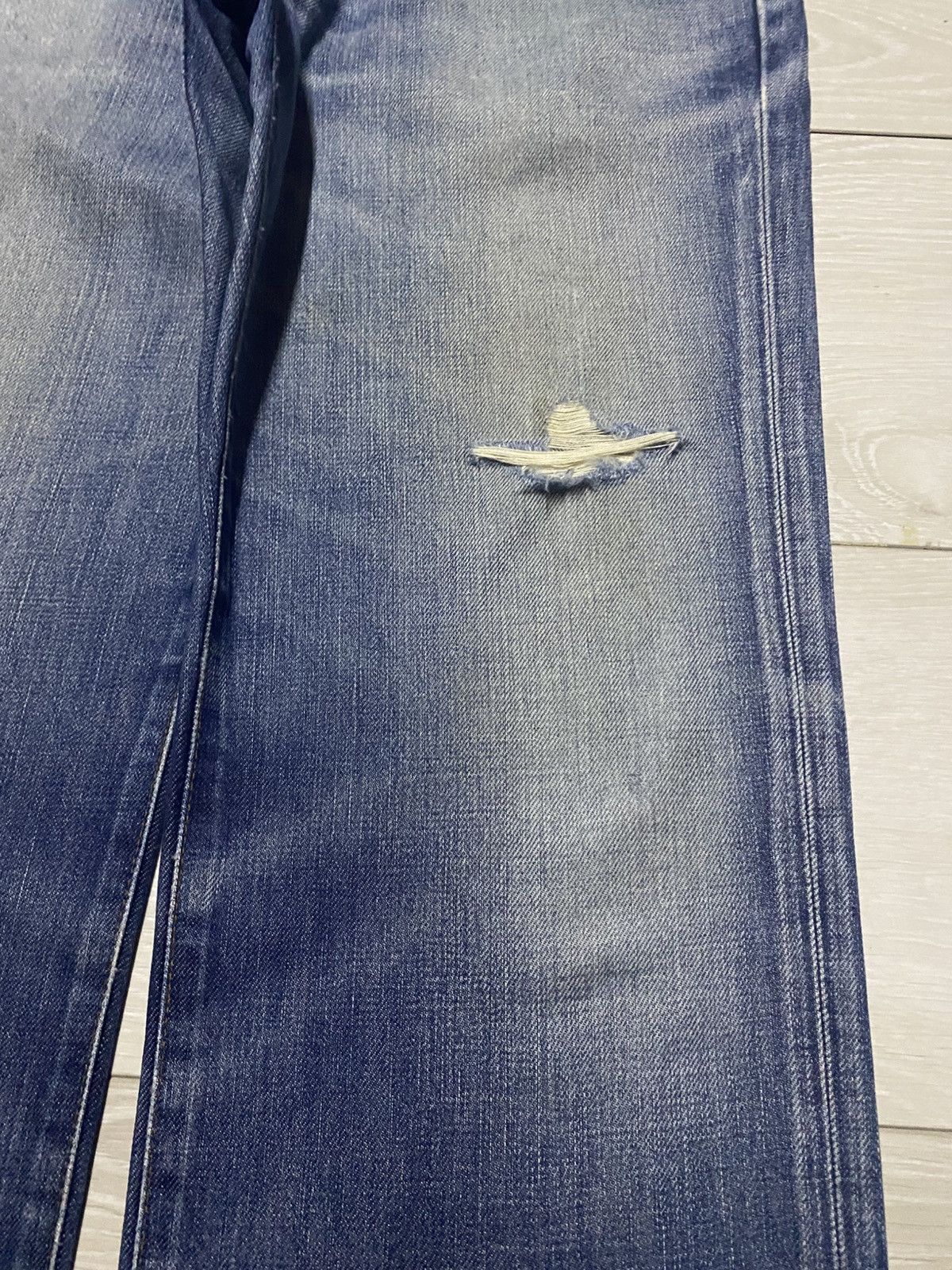 Edwin Vintage Edwin 503zz Faded Wash Distressed Loose Jeans Size US 30 / EU 46 - 8 Thumbnail