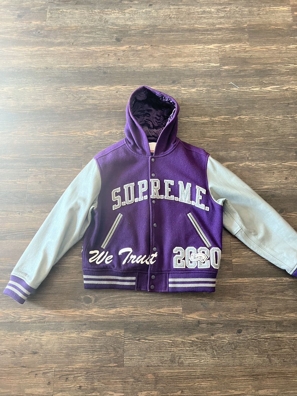 Supreme Supreme King hooded varsity jacket | Grailed