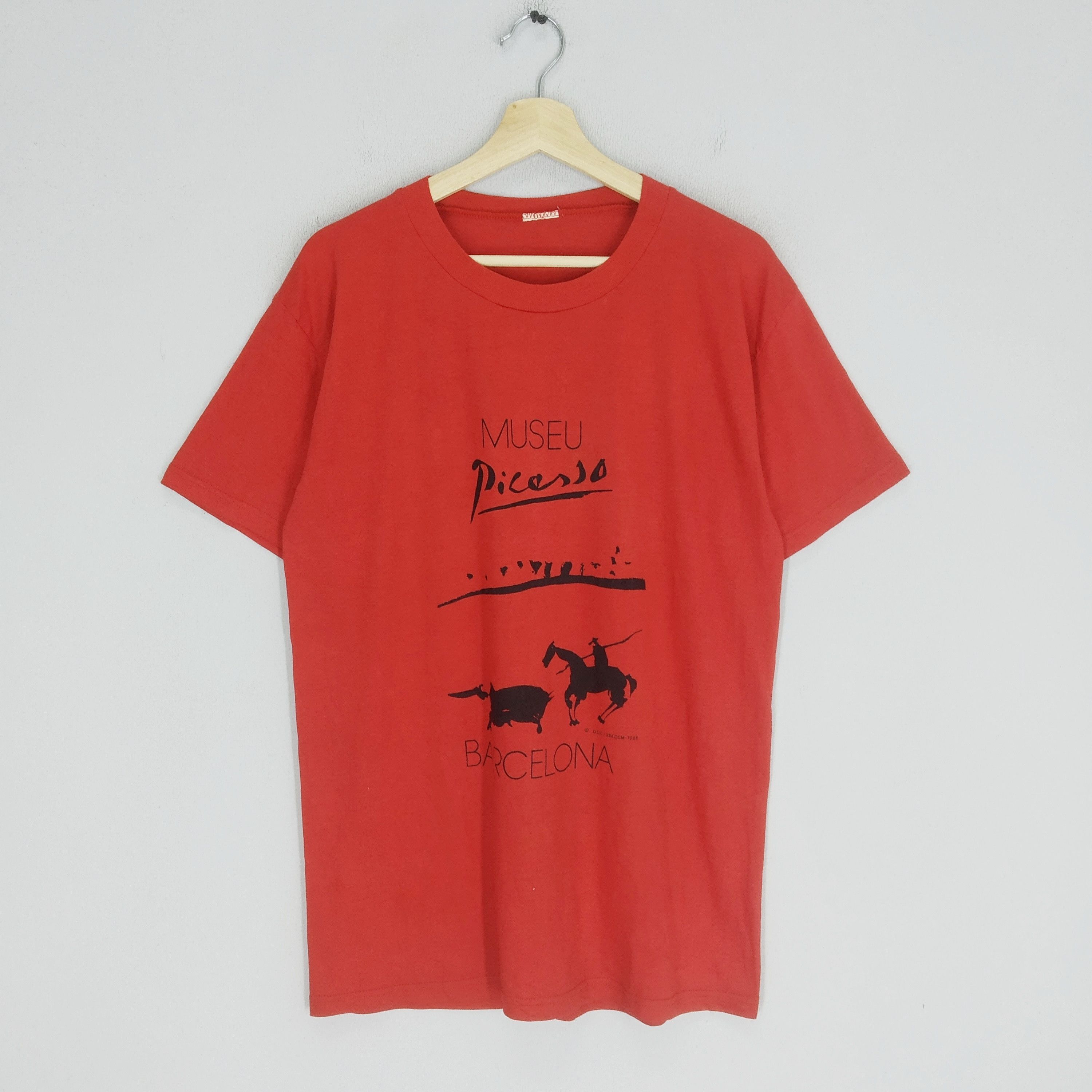 image of Good Art x Picasso Vintage 80's Museu Picasso Barcalona Artwork Drawing Pop Art in Red (Size Medium