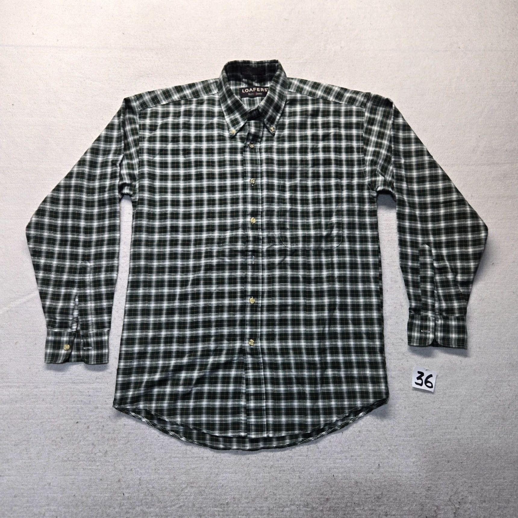 Vintage Loafers Reed & James Shirt Men M Plaid Green Cotton Button-Up Long Sleeve Casual Vintage: No (omit N/A) Size US M / EU 48-50 / 2 - 2 Thumbnail