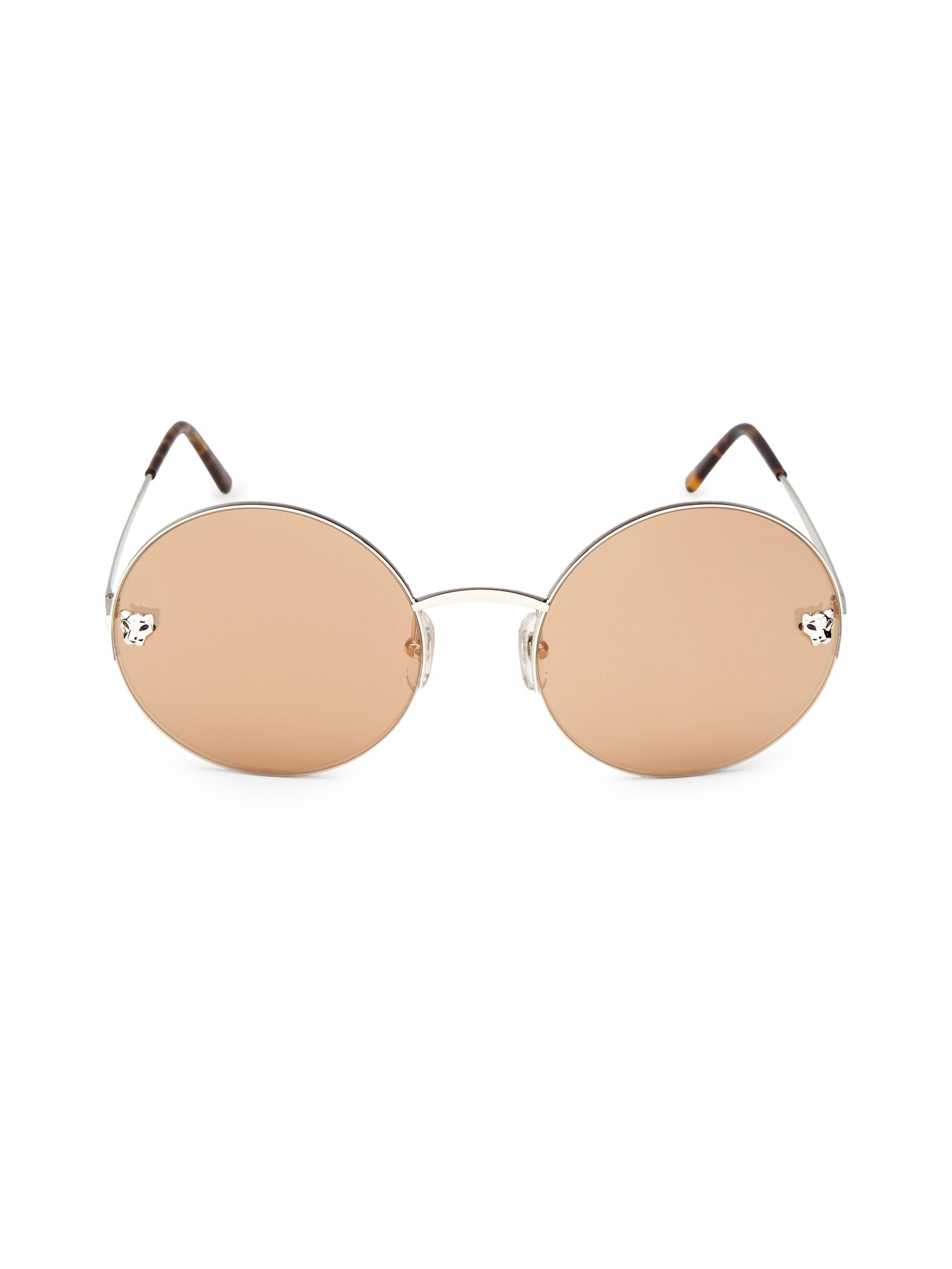 Cartier CARTIER 60mm Round Sunglasses Silver/Violet Size ONE SIZE - 1 Thumbnail