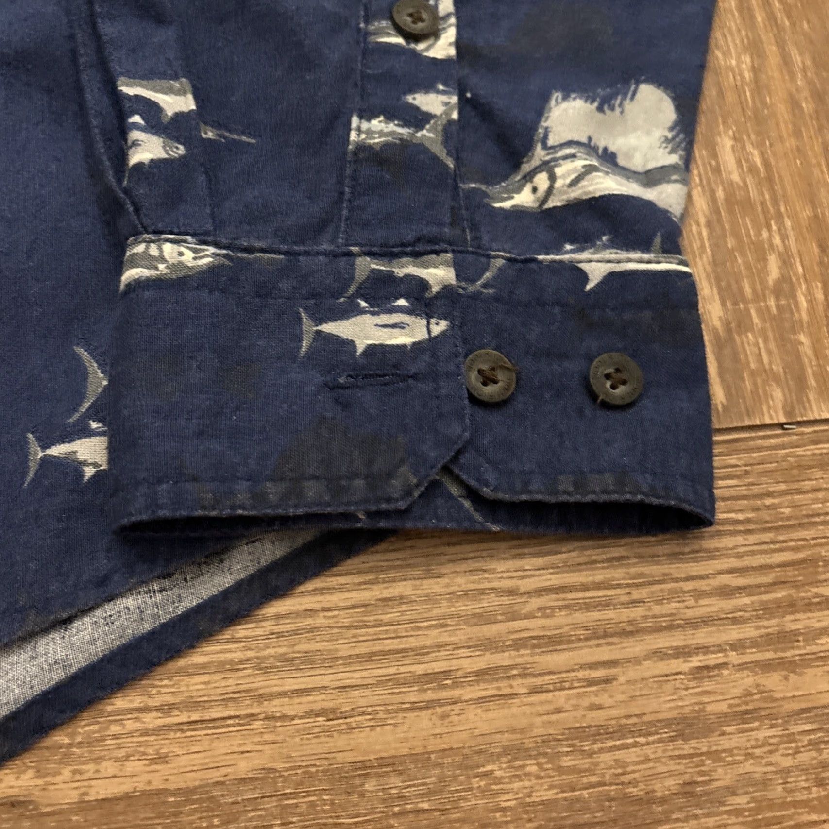 Vintage Woolrich Button-Up Shirt Long Sleeve 2XL Blue Fish Pattern Outdoor Casual Mens Size US XXL / EU 58 / 5 - 2 Thumbnail