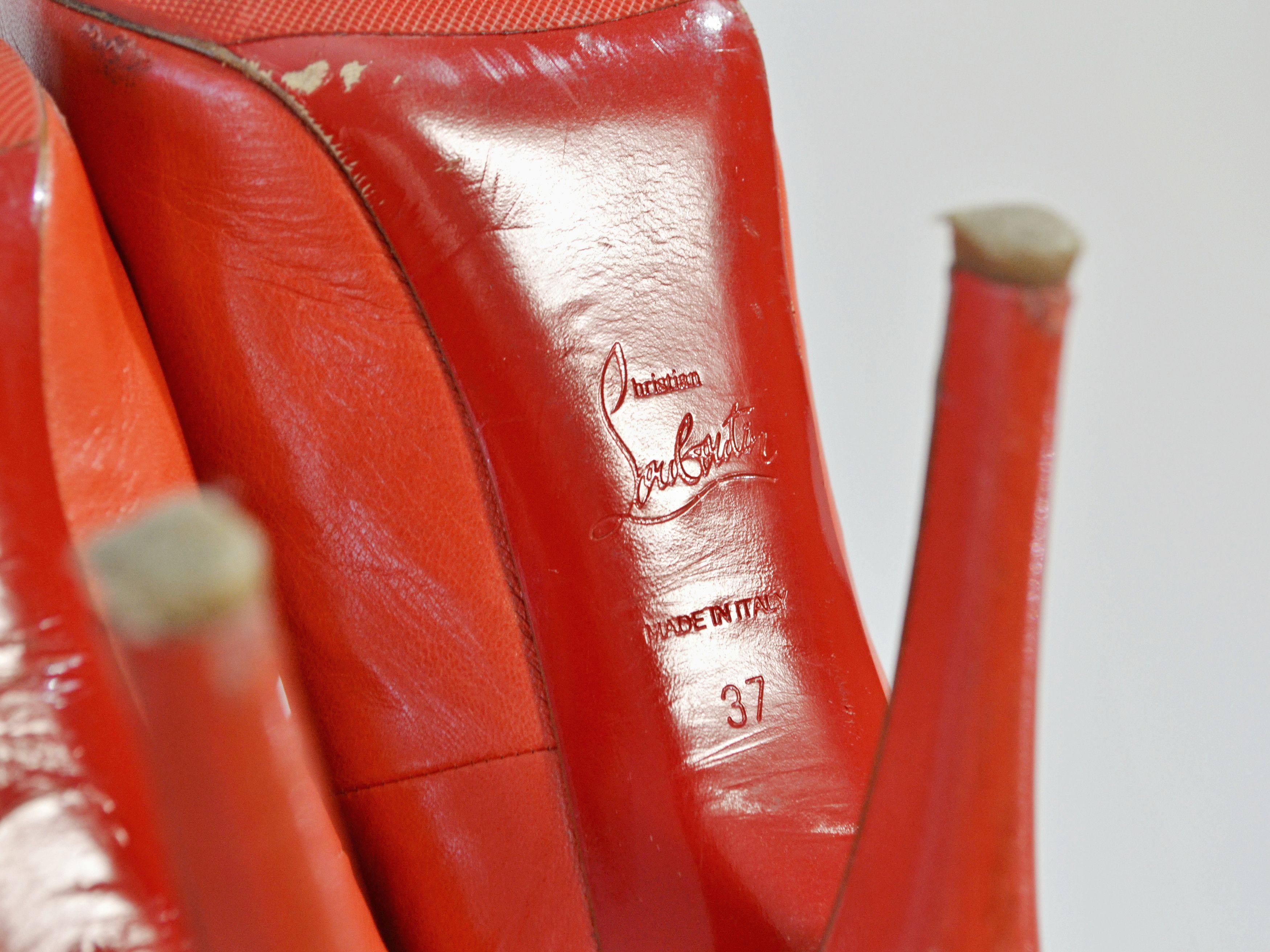 Christian Louboutin Christian Louboutin Red Leather Peep Toe Pumps 37 Size US 6 / IT 36 - 8 Thumbnail