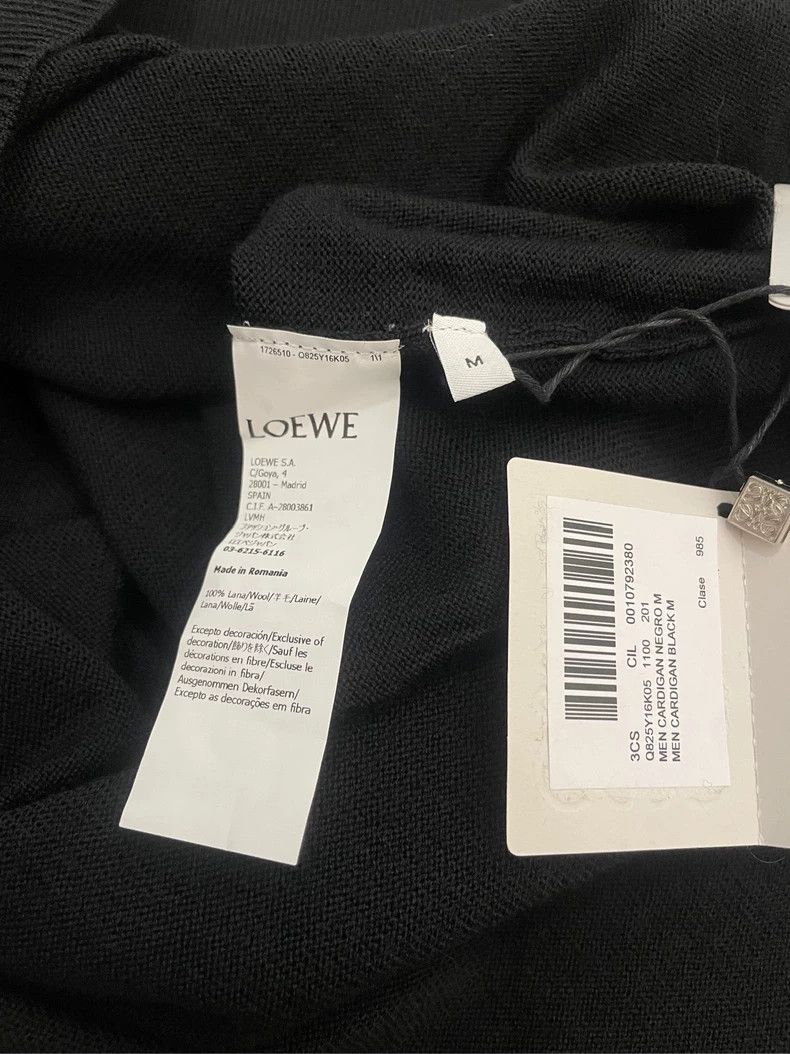 Loewe Loewe Black embroidered blue logo wool knit cardigan Size M / US 6-8 / IT 42-44 - 6 Thumbnail