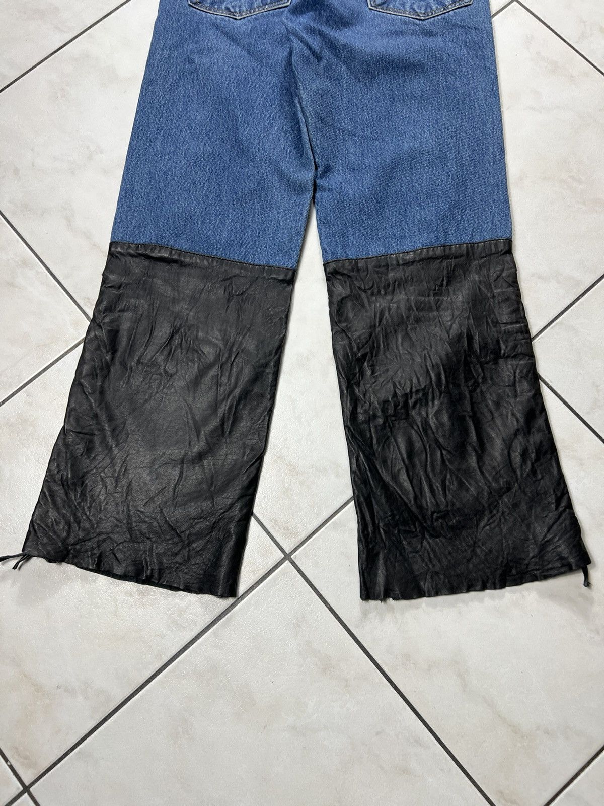 Levi's Vintage 90s Levi’s 501 hybrid leather denim tied strap pants Size US 32 / EU 48 - 14 Thumbnail