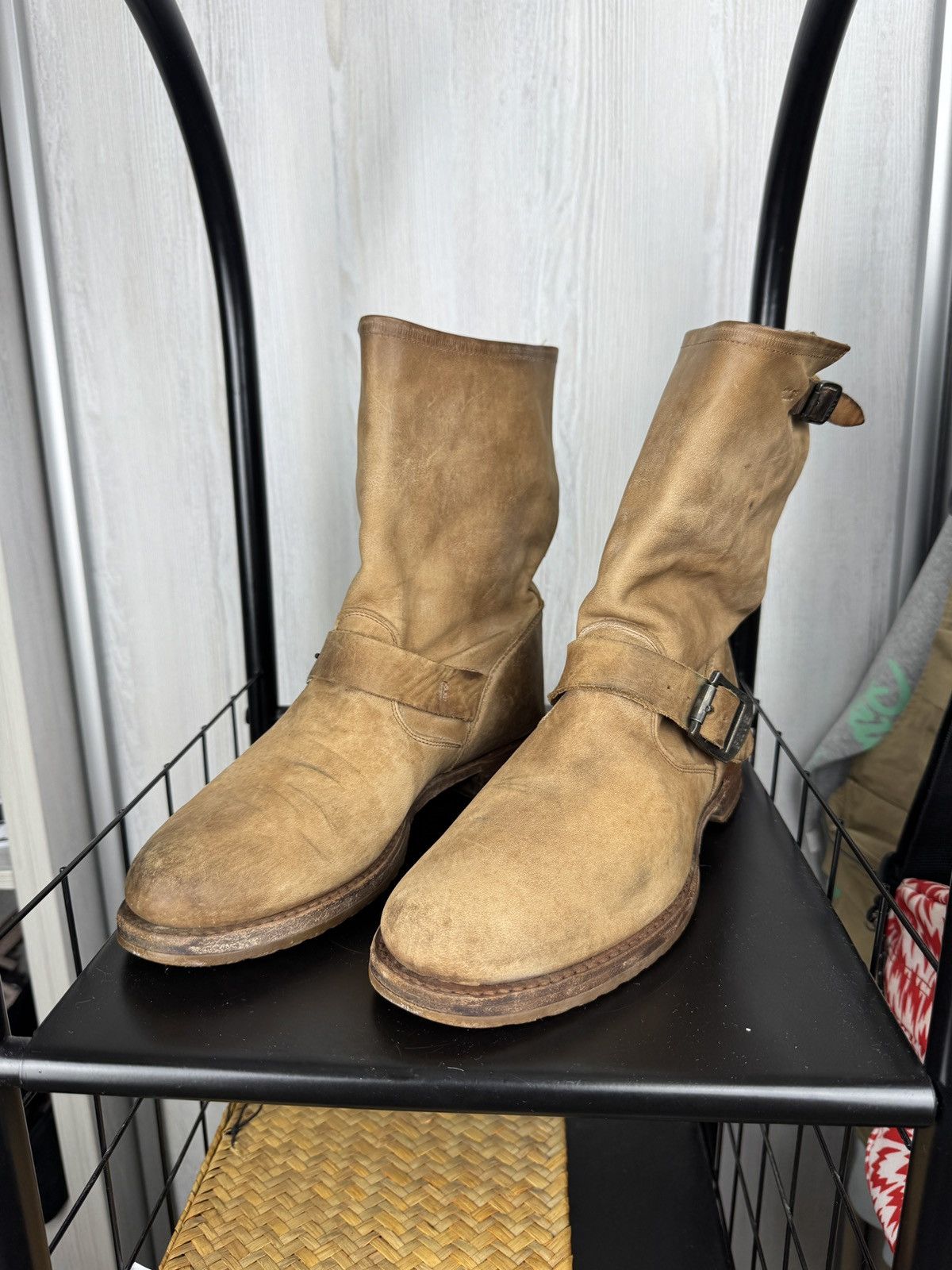 Frye Frye Leather buckled brown beige faded boots size 8.5 Size US 8.5 / IT 38.5 - 11 Thumbnail