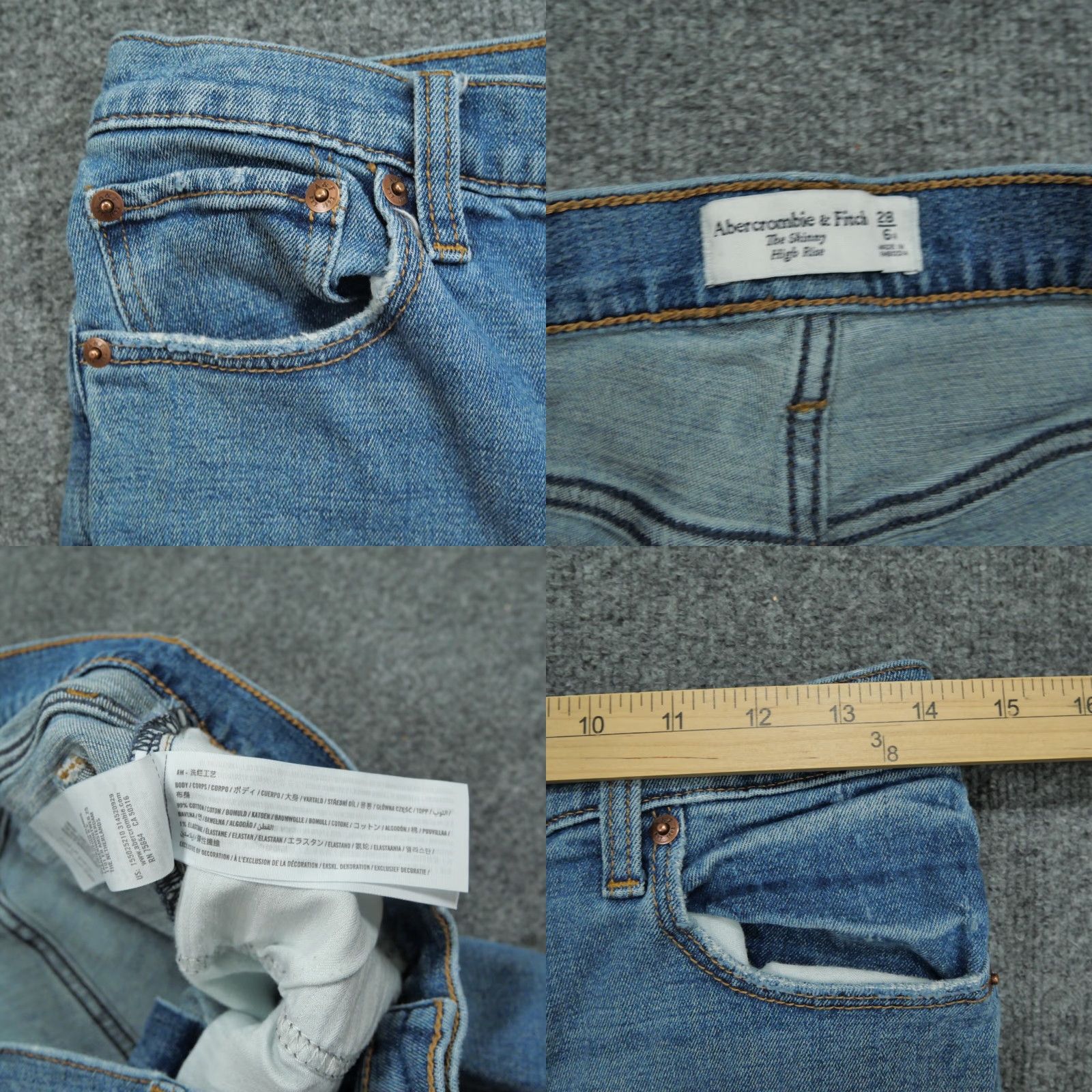 Abercrombie & Fitch Abercrombie & Fitch Jeans Womens 28 Skinny High Rise Distressed Denim Pants Size 28" / US 6 / IT 42 - 8 Thumbnail